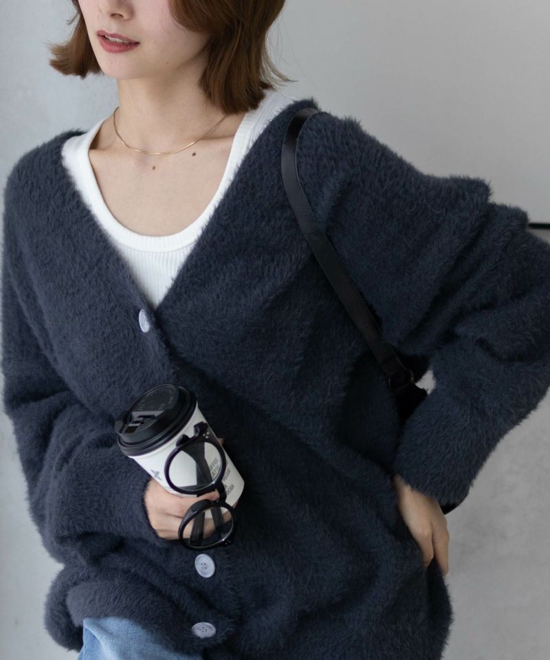 Howdy Marie  フェザー素材ロングカーディガン レディース商品画像-1