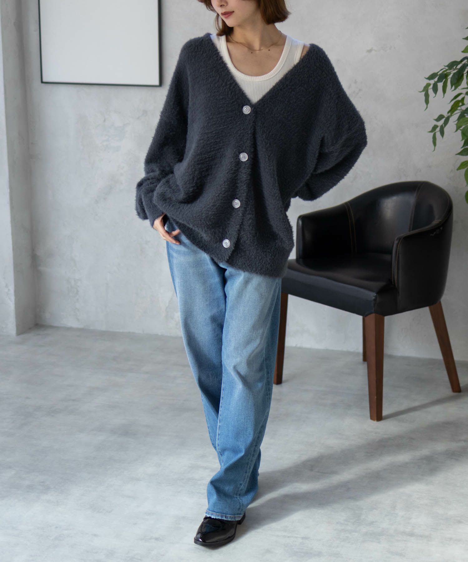Howdy Marie  フェザー素材ロングカーディガン レディース商品サムネイル-11