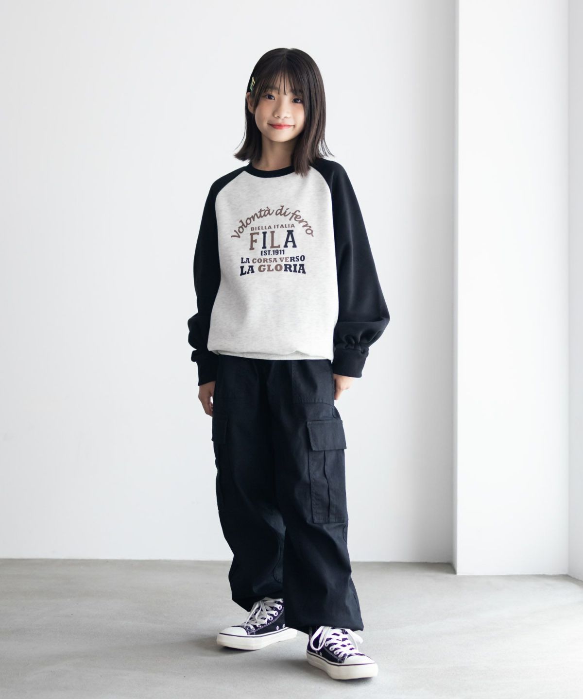 FILA ラグラン配色チュニック キッズ