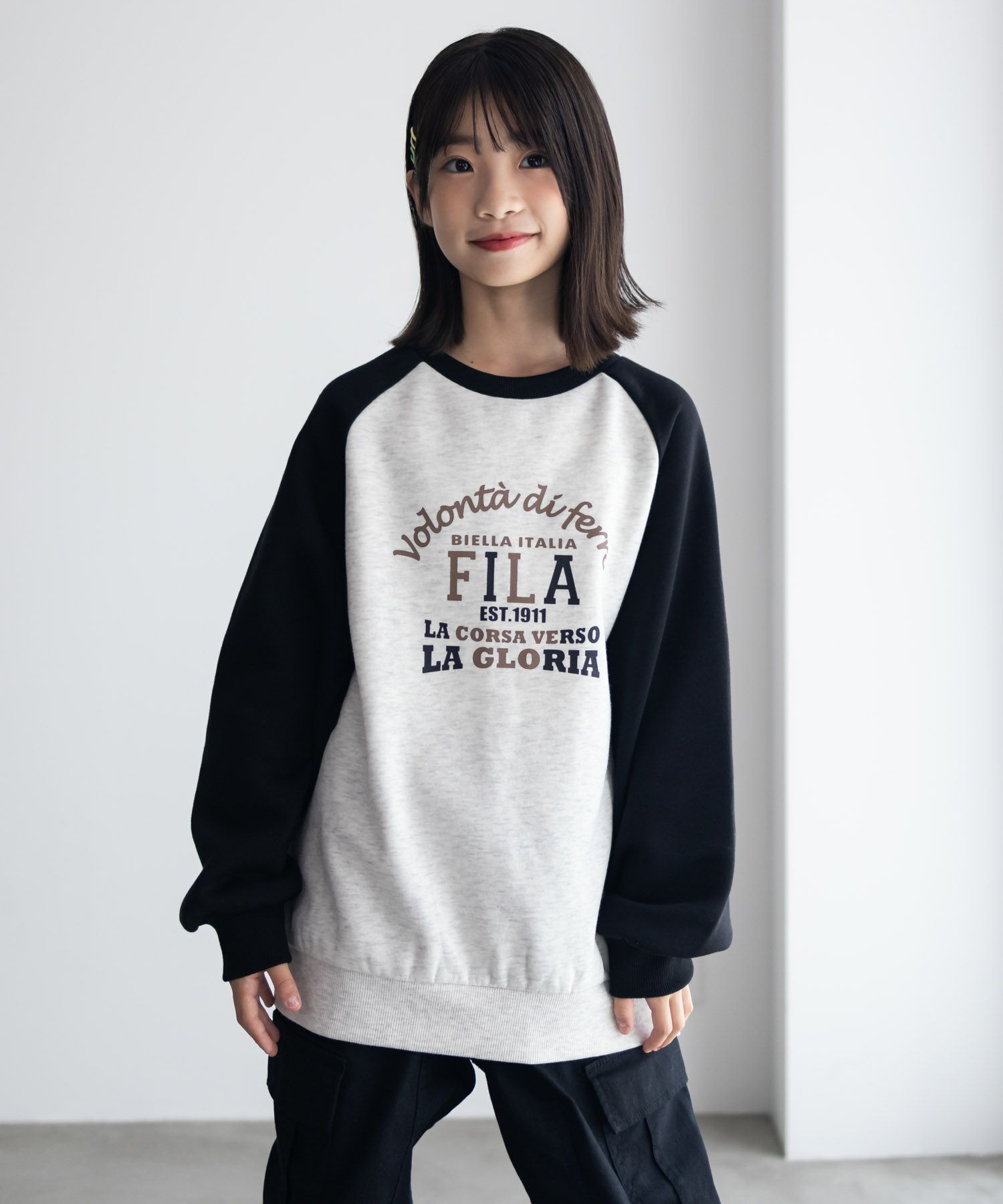 FILA ラグラン配色チュニック キッズ