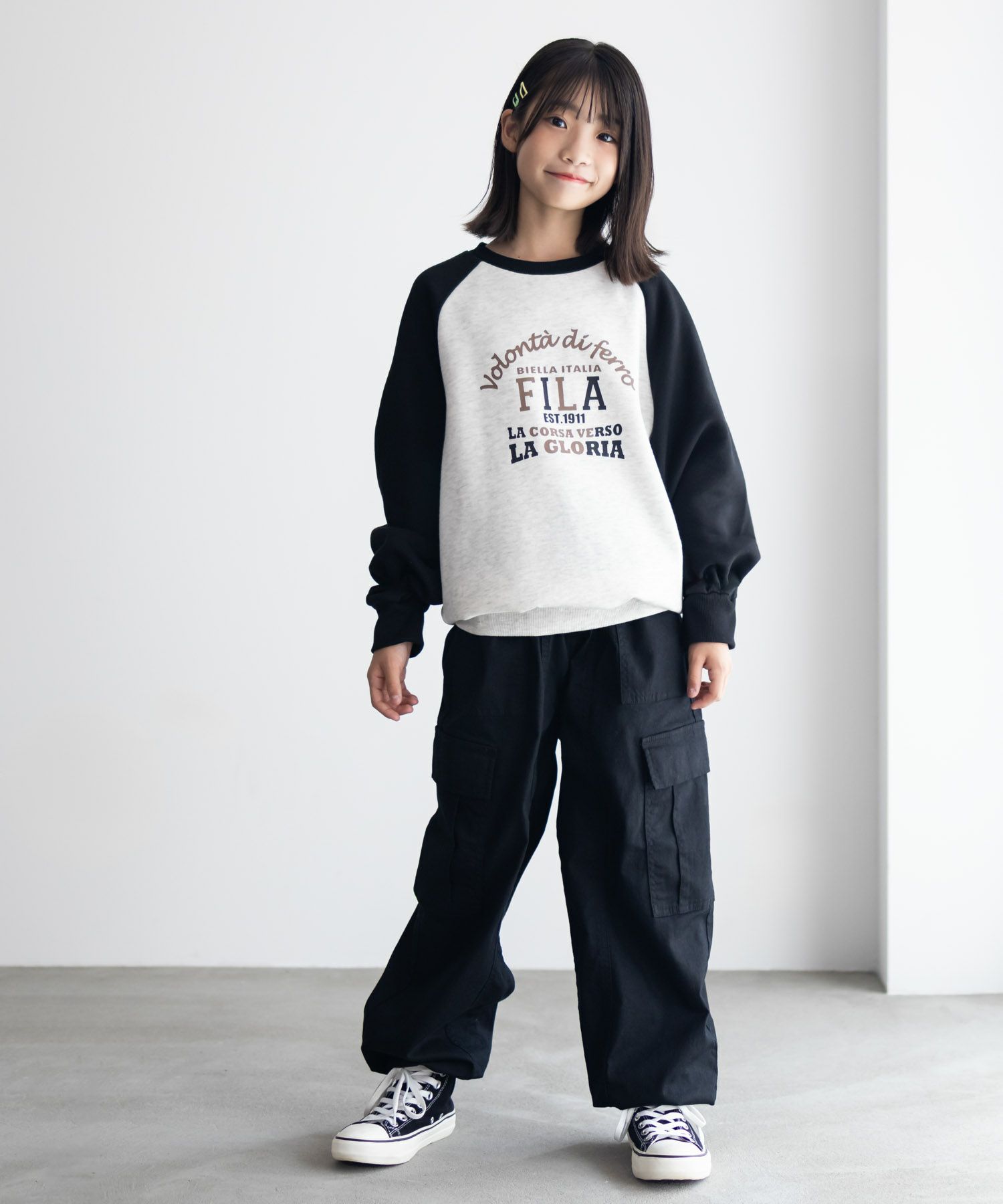 FILA ラグラン配色チュニック キッズ