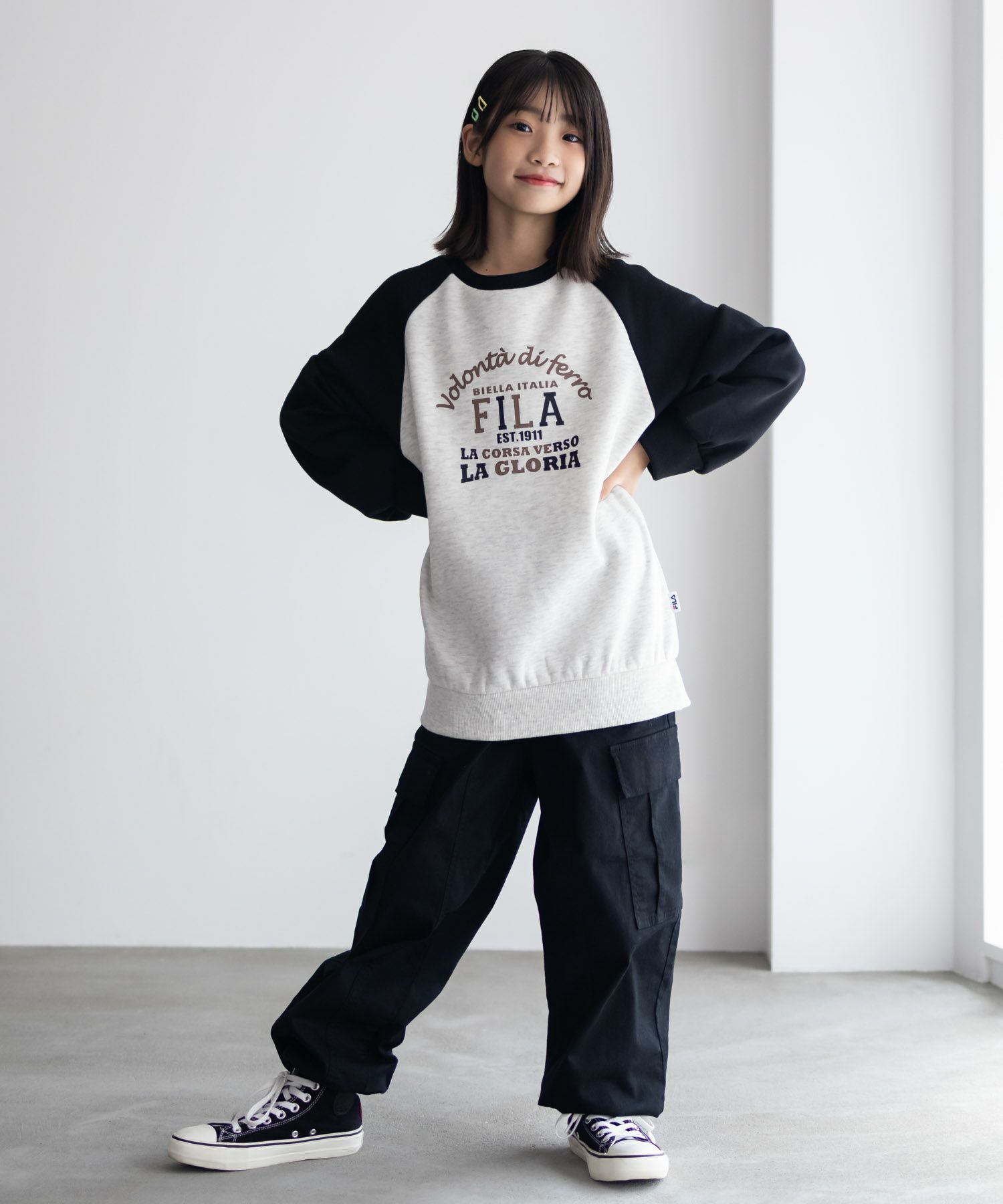 FILA ラグラン配色チュニック キッズ