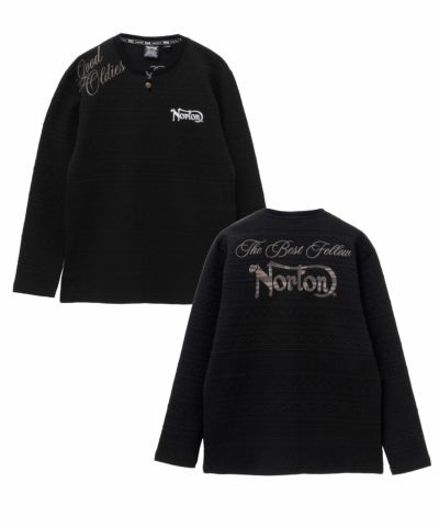 Norton ケーブルキーネック長袖Tシャツ メンズ