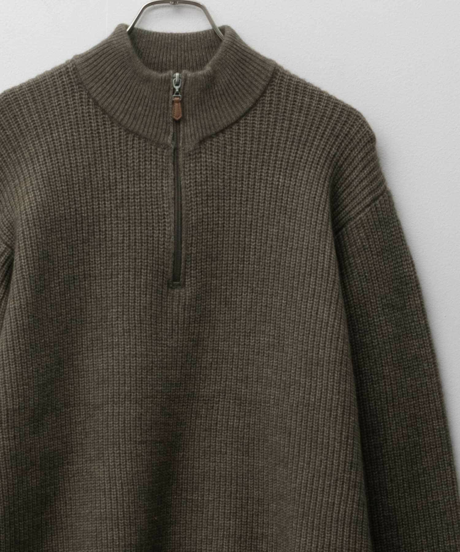 NAVY 快適ニットハーフZIP メンズ商品画像-1