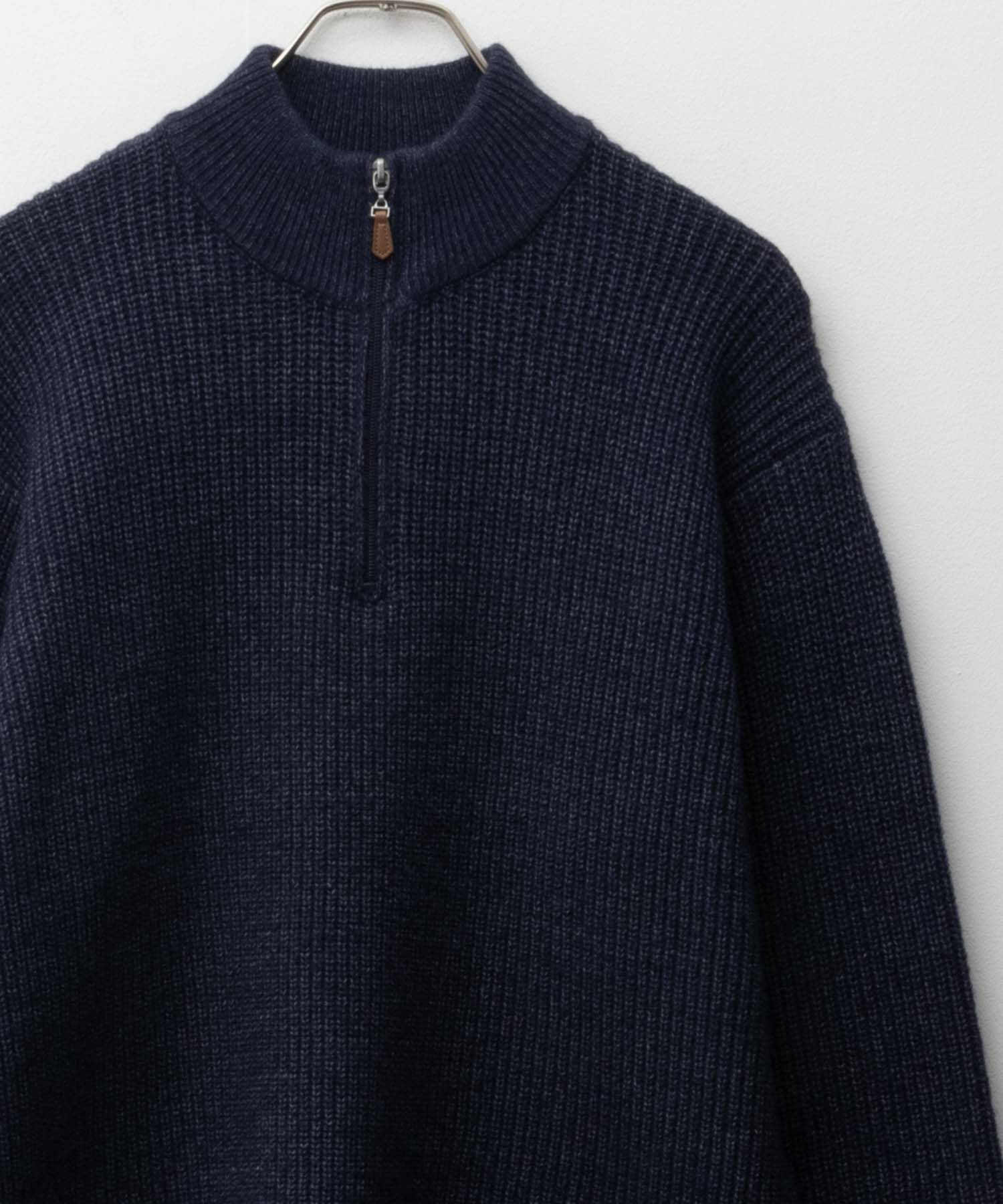 NAVY 快適ニットハーフZIP メンズ商品画像-4