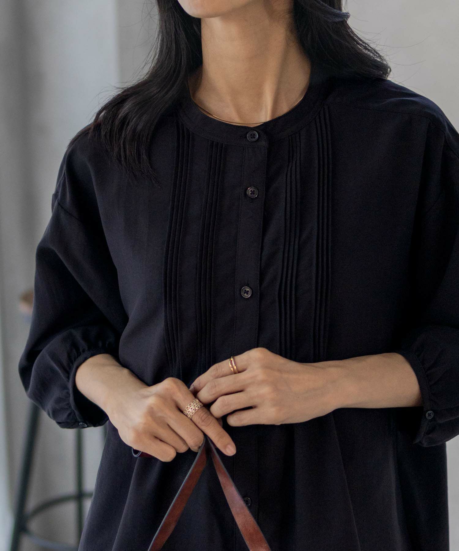 nAvy ピンタック5分袖ブラウス レディース