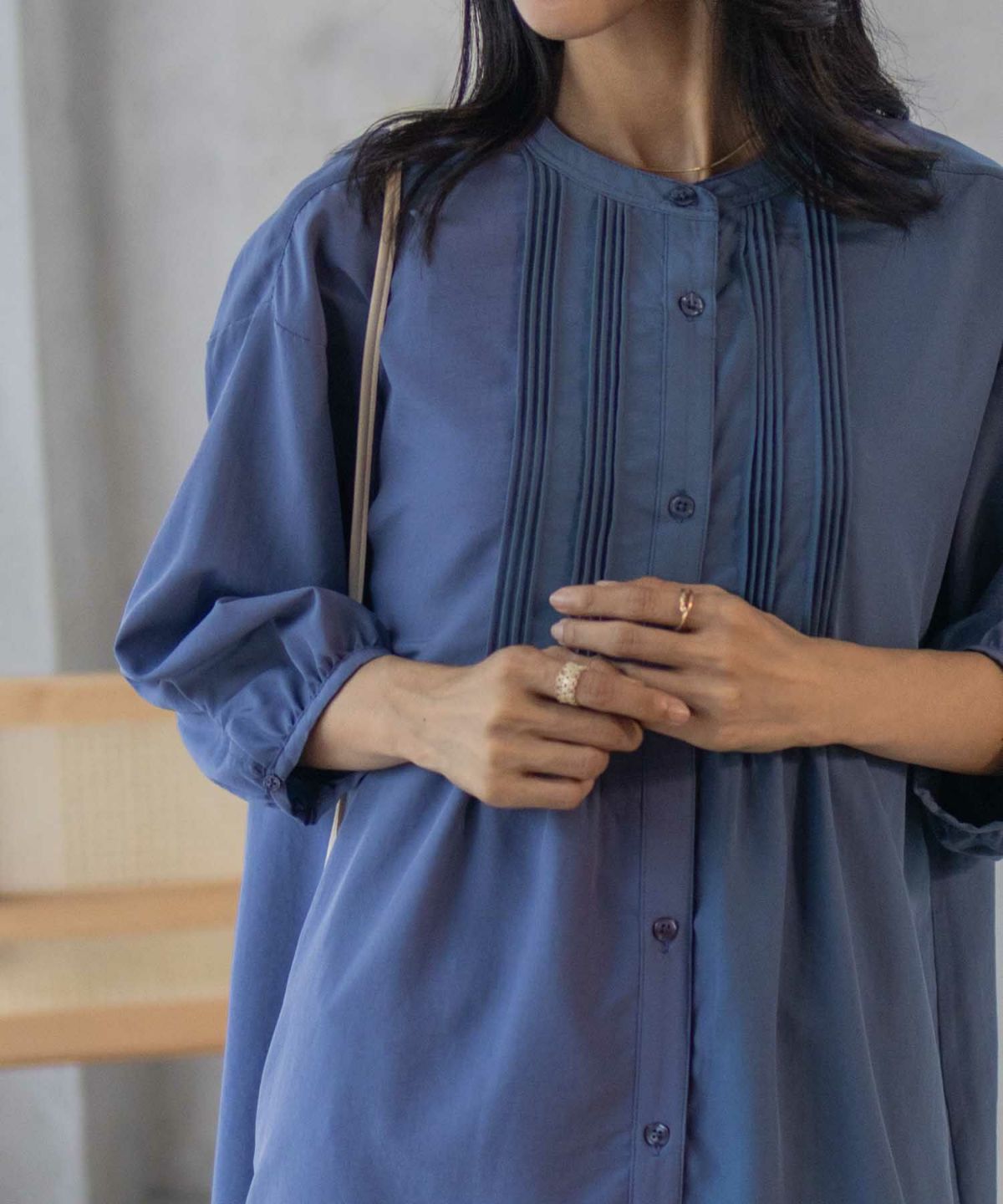 nAvy ピンタック5分袖ブラウス レディース