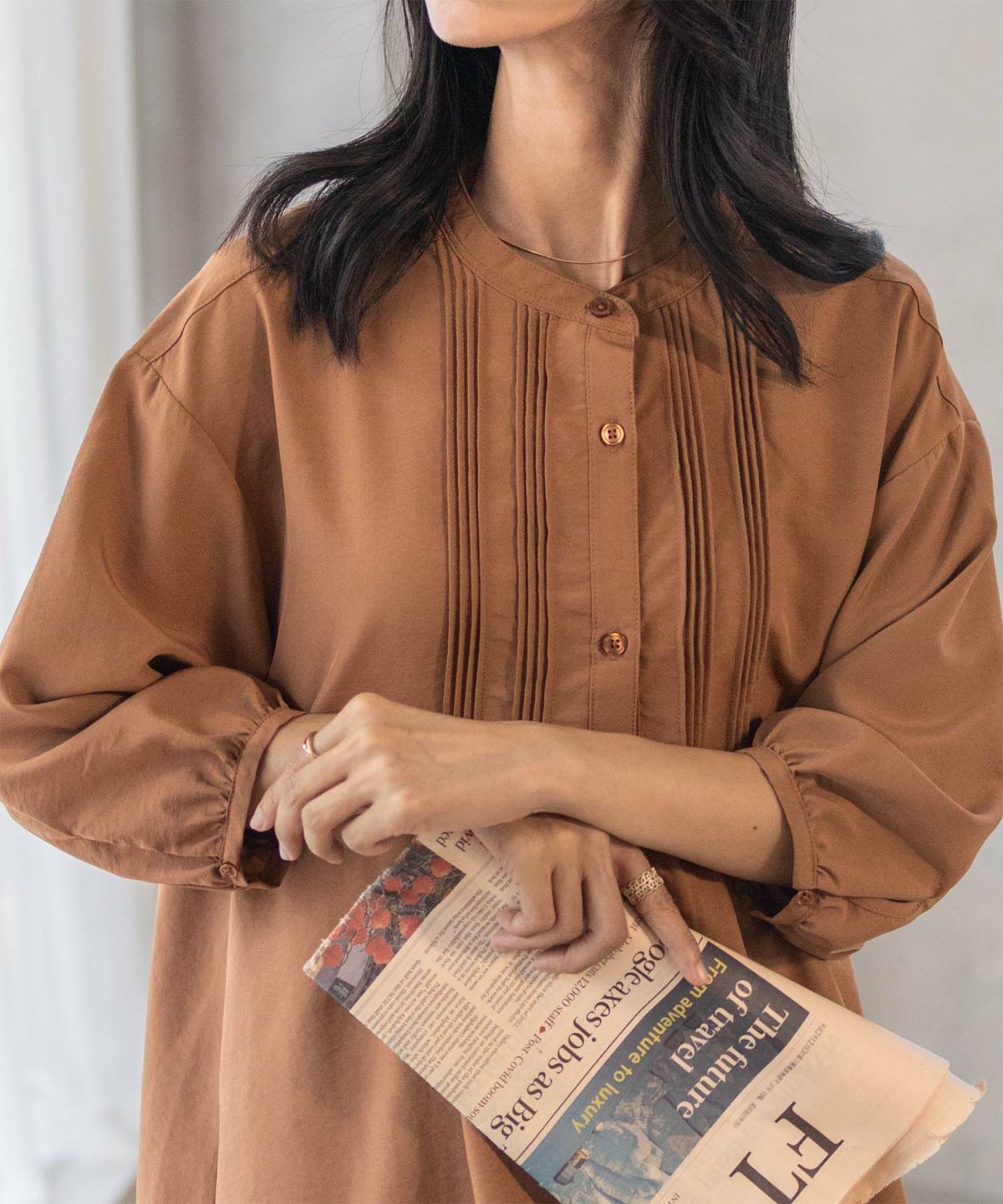 nAvy ピンタック5分袖ブラウス レディース