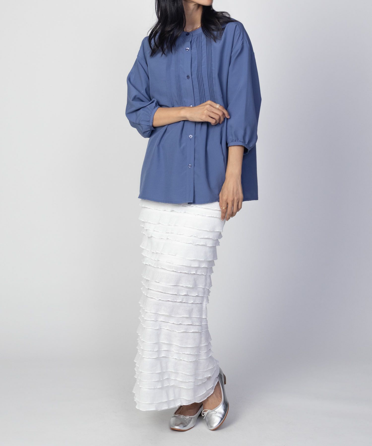 nAvy ピンタック5分袖ブラウス レディース