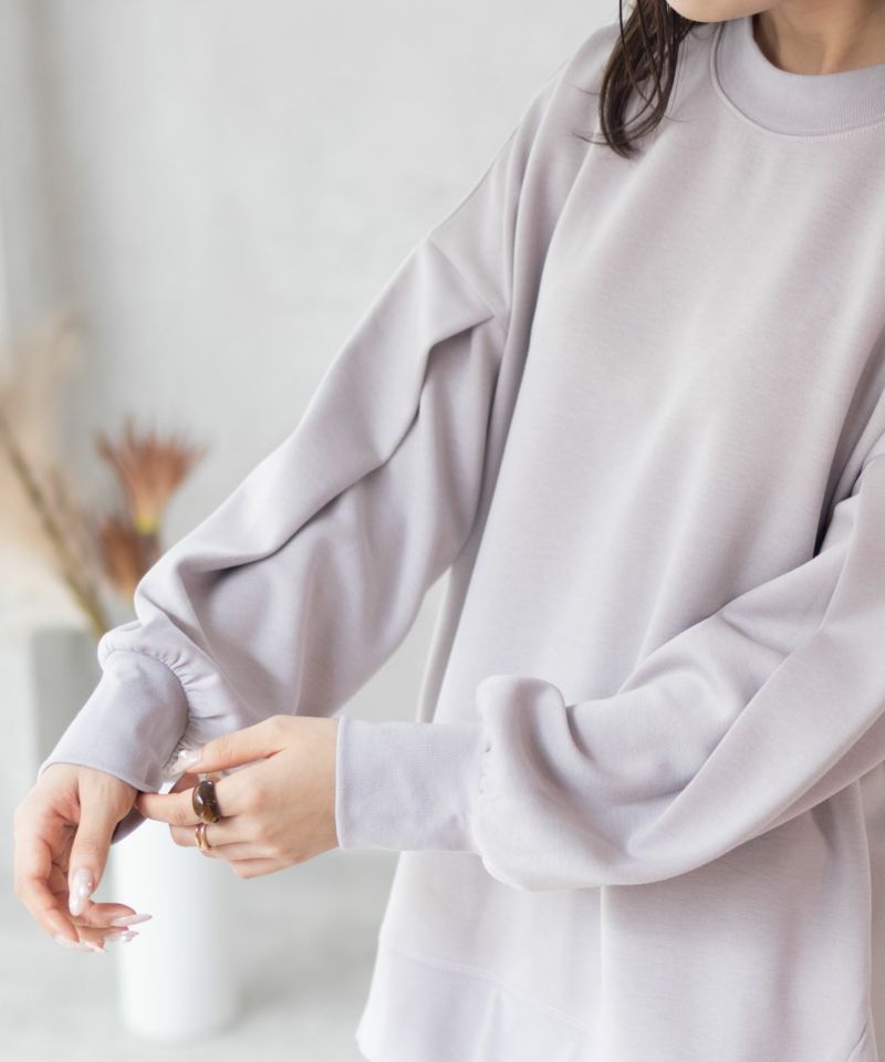 HusHusH  ポンチ素材 ルーズ袖タックプルオーバー レディース商品画像-4