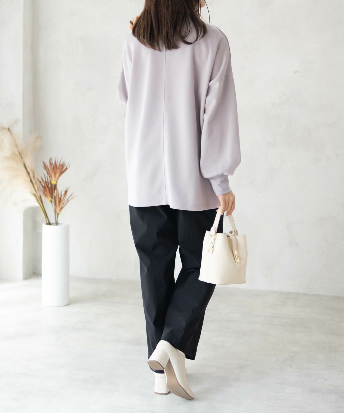 HusHusH ポンチ素材 ルーズ袖タックプルオーバー レディース