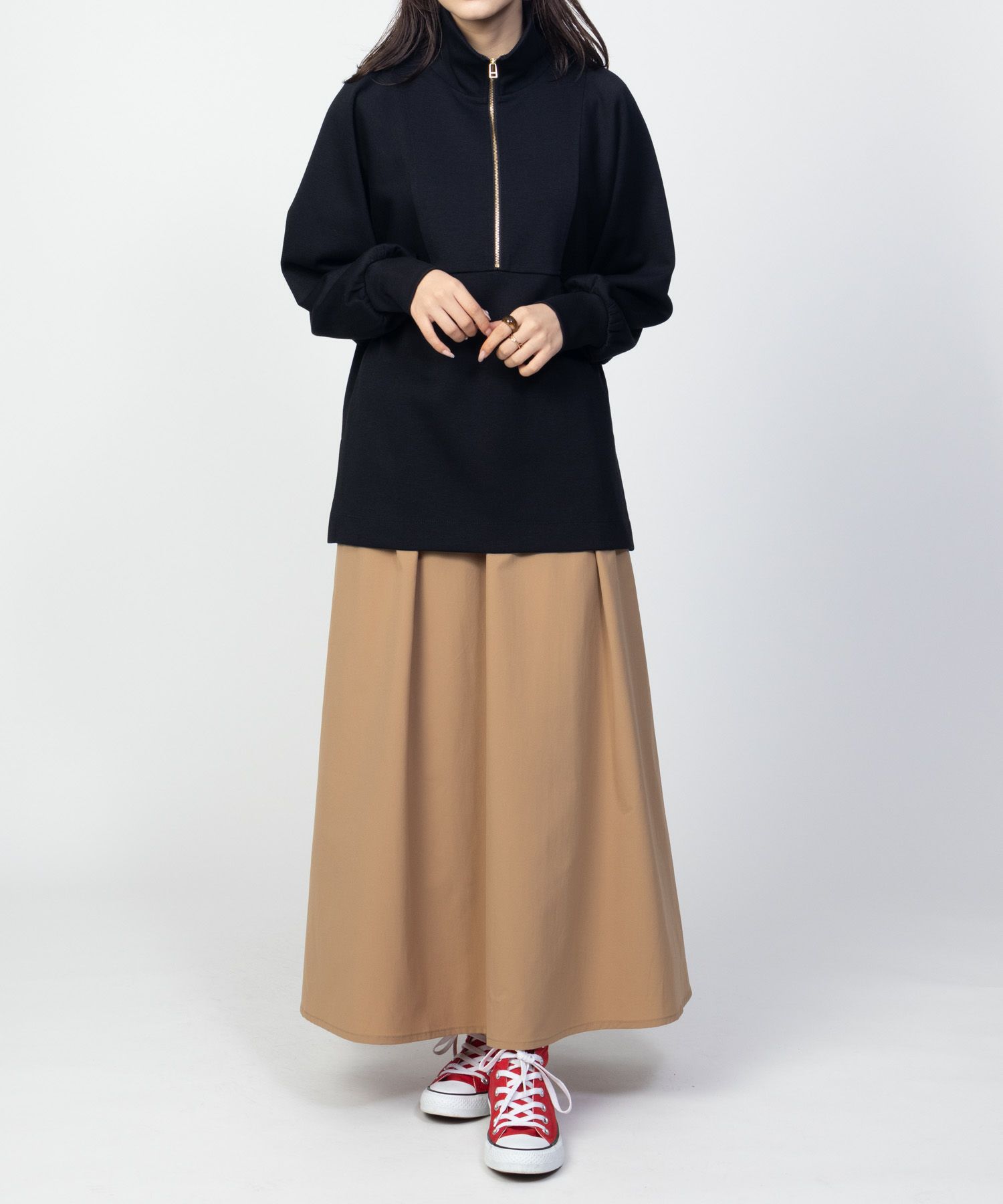 HusHusH ポンチ素材 デザインZIPプルオーバー レディース