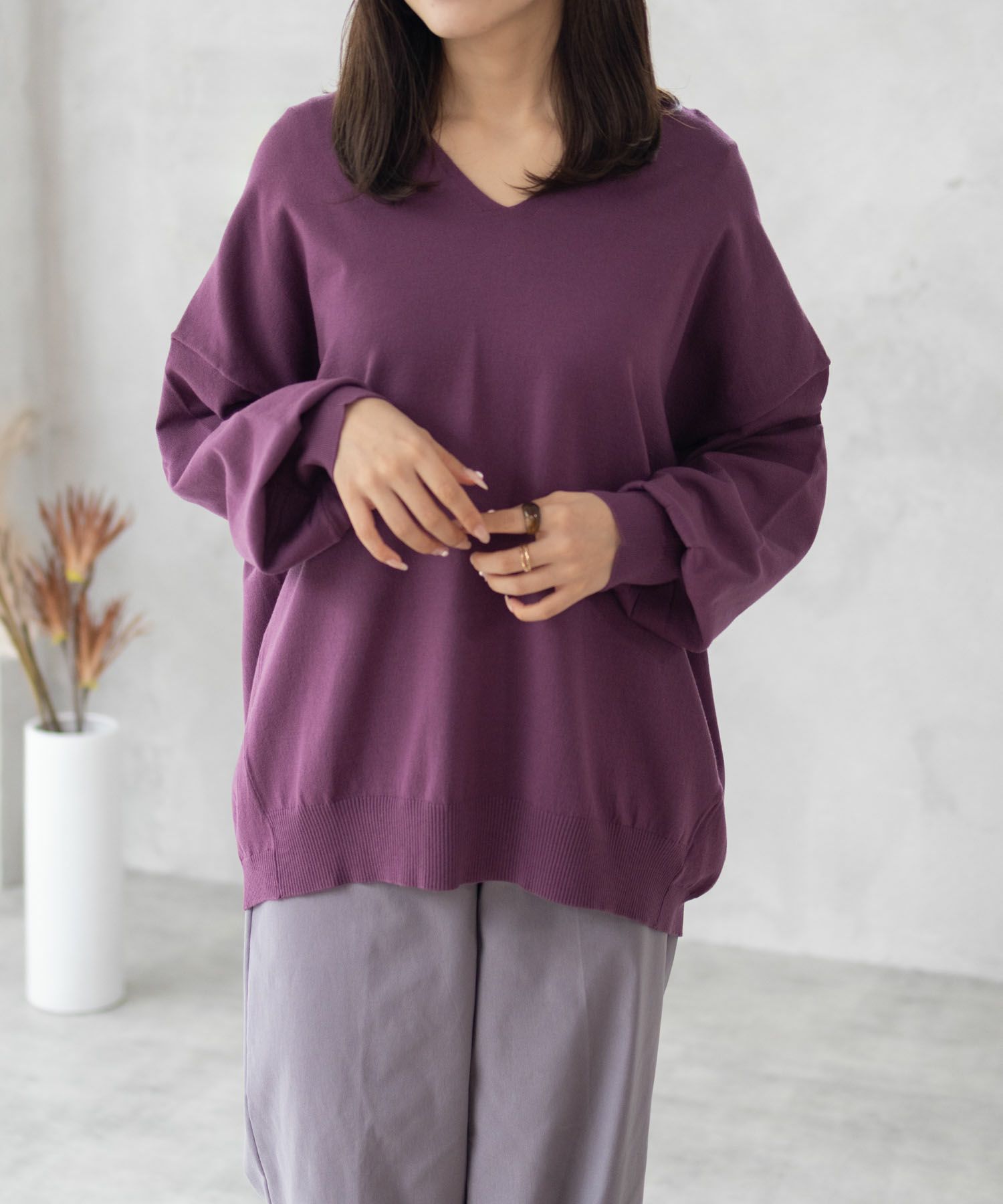 [さらに50%OFF]HusHusH  Vネックコクーンニット レディース商品画像-11