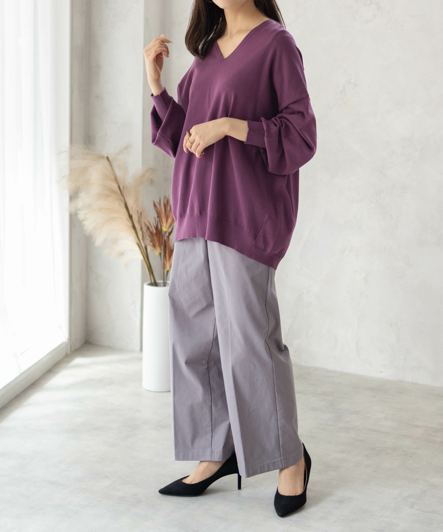 [さらに50%OFF]HusHusH  Vネックコクーンニット レディース商品画像-12