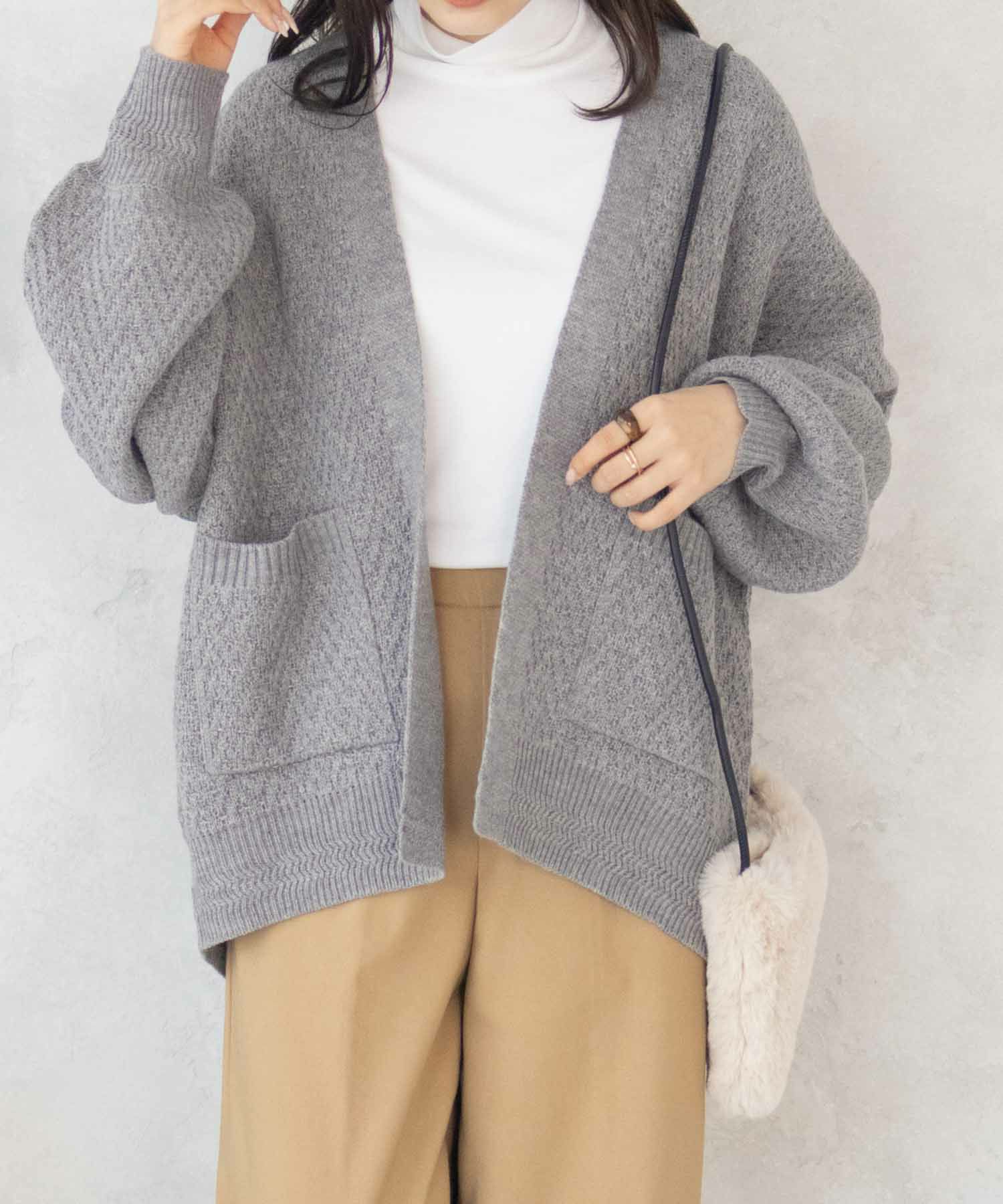 [期間限定価格]HusHusH  ヘリンボーン柄カーディガン レディース商品画像-2