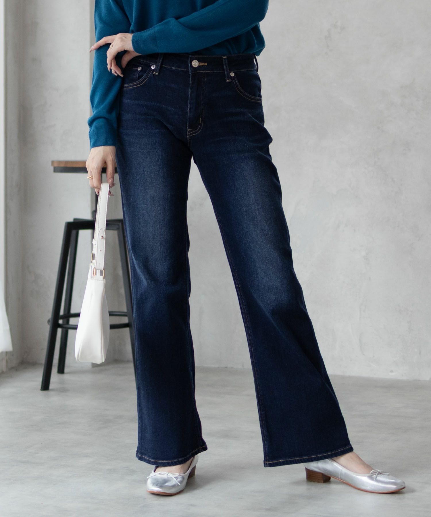 EDWIN essentials フレアストレッチデニムパンツ レディース