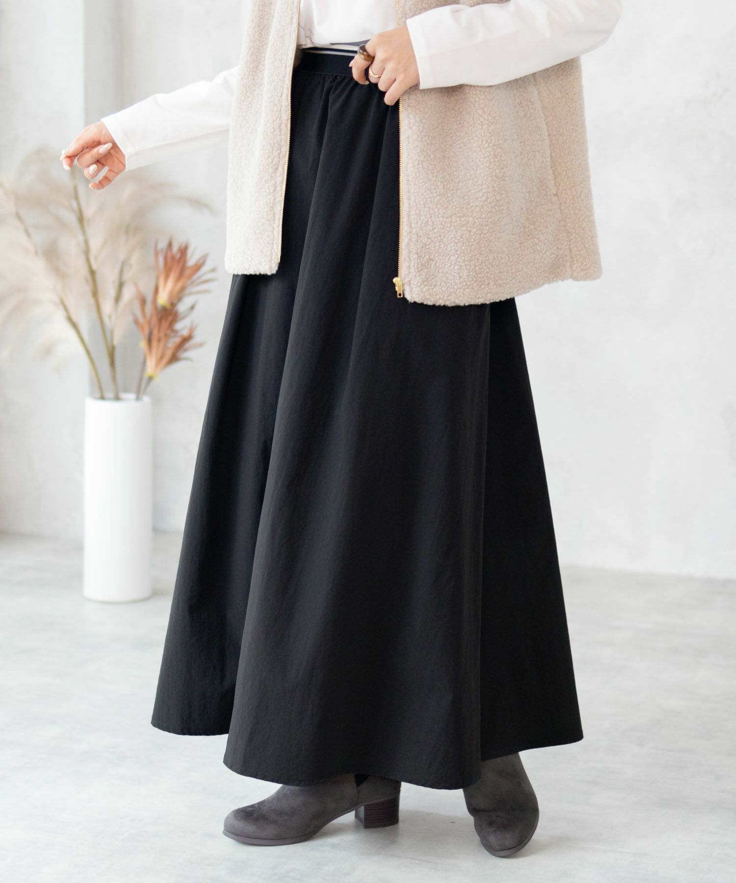 HusHusH  ツイルタックマキシスカート レディース商品画像-2