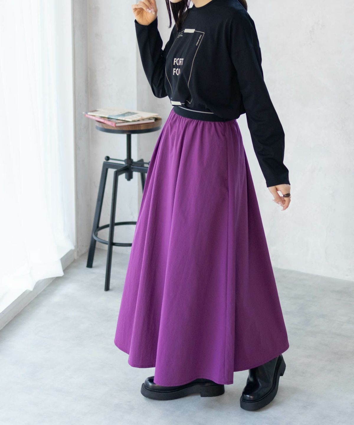 HusHusH ツイルタックマキシスカート レディース