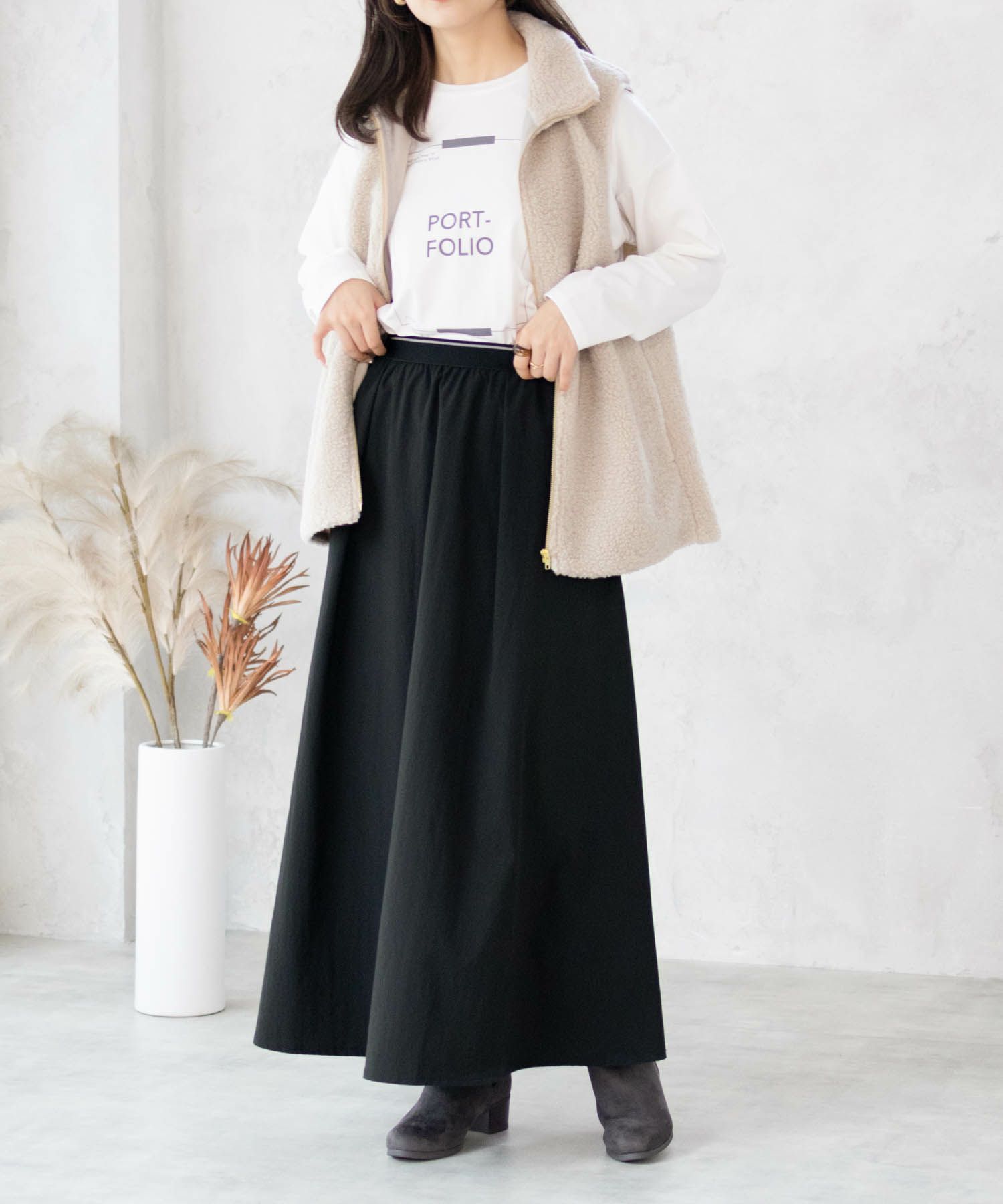 HusHusH ツイルタックマキシスカート レディース