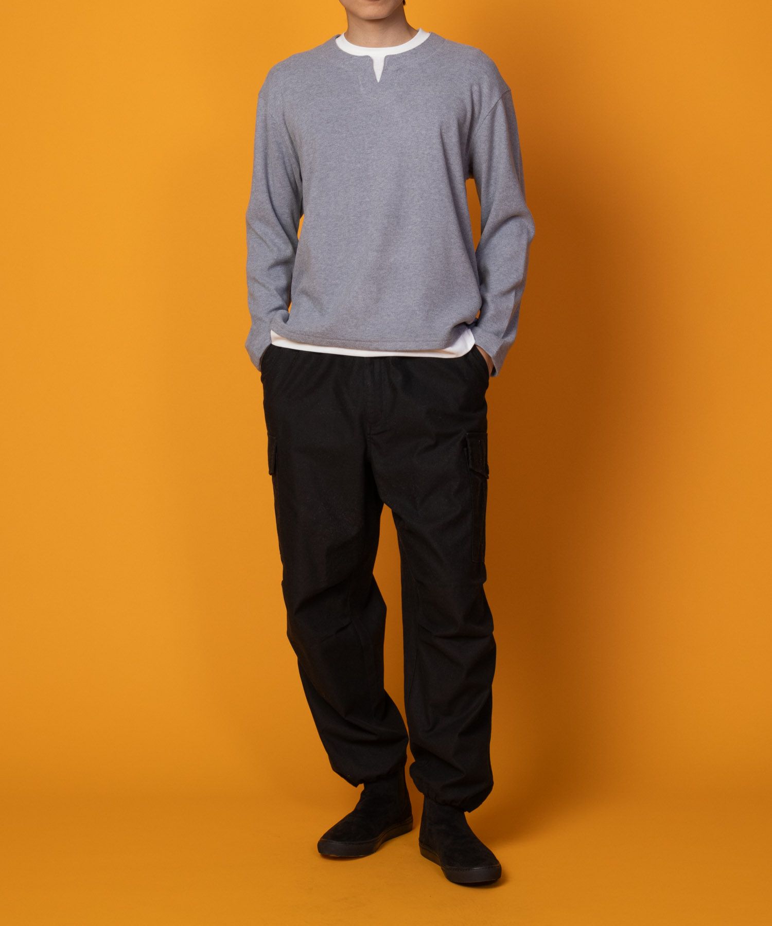 NAVY 温℃ 両面起毛キーネックフェイクTシャツ メンズ
