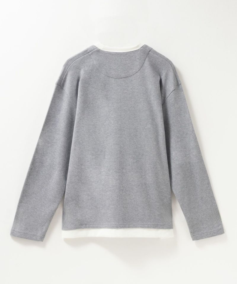 NAVY  温℃ 両面起毛キーネックフェイクTシャツ メンズ商品画像-10