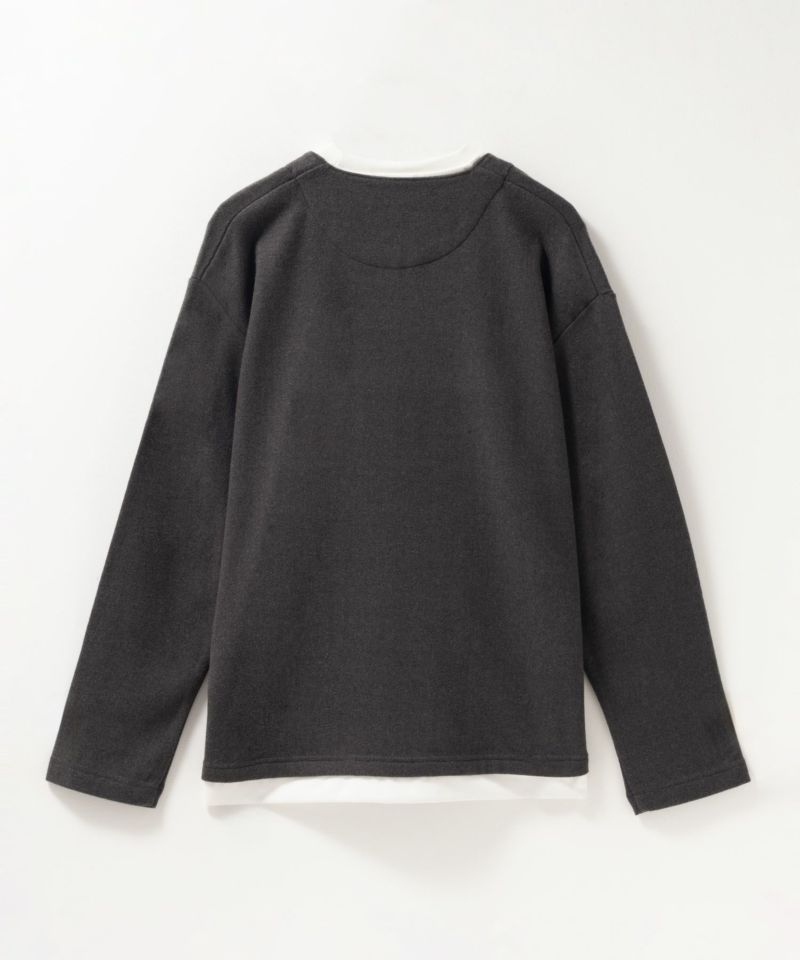 NAVY  温℃ 両面起毛キーネックフェイクTシャツ メンズ商品画像-12