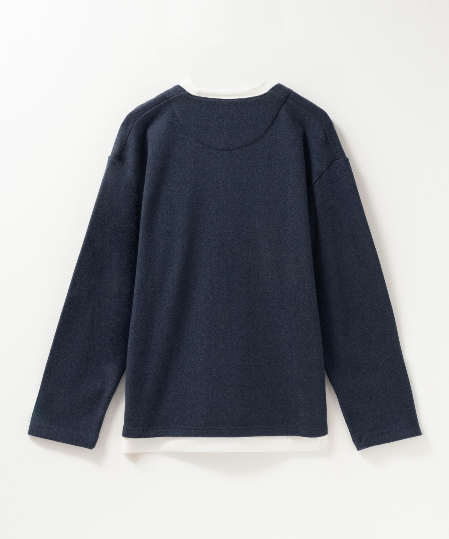 NAVY 温℃ 両面起毛キーネックフェイクTシャツ メンズ