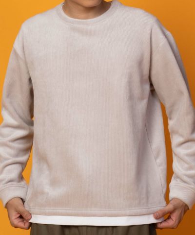 NAVY  温℃ カットコールフェイククルーネック メンズ