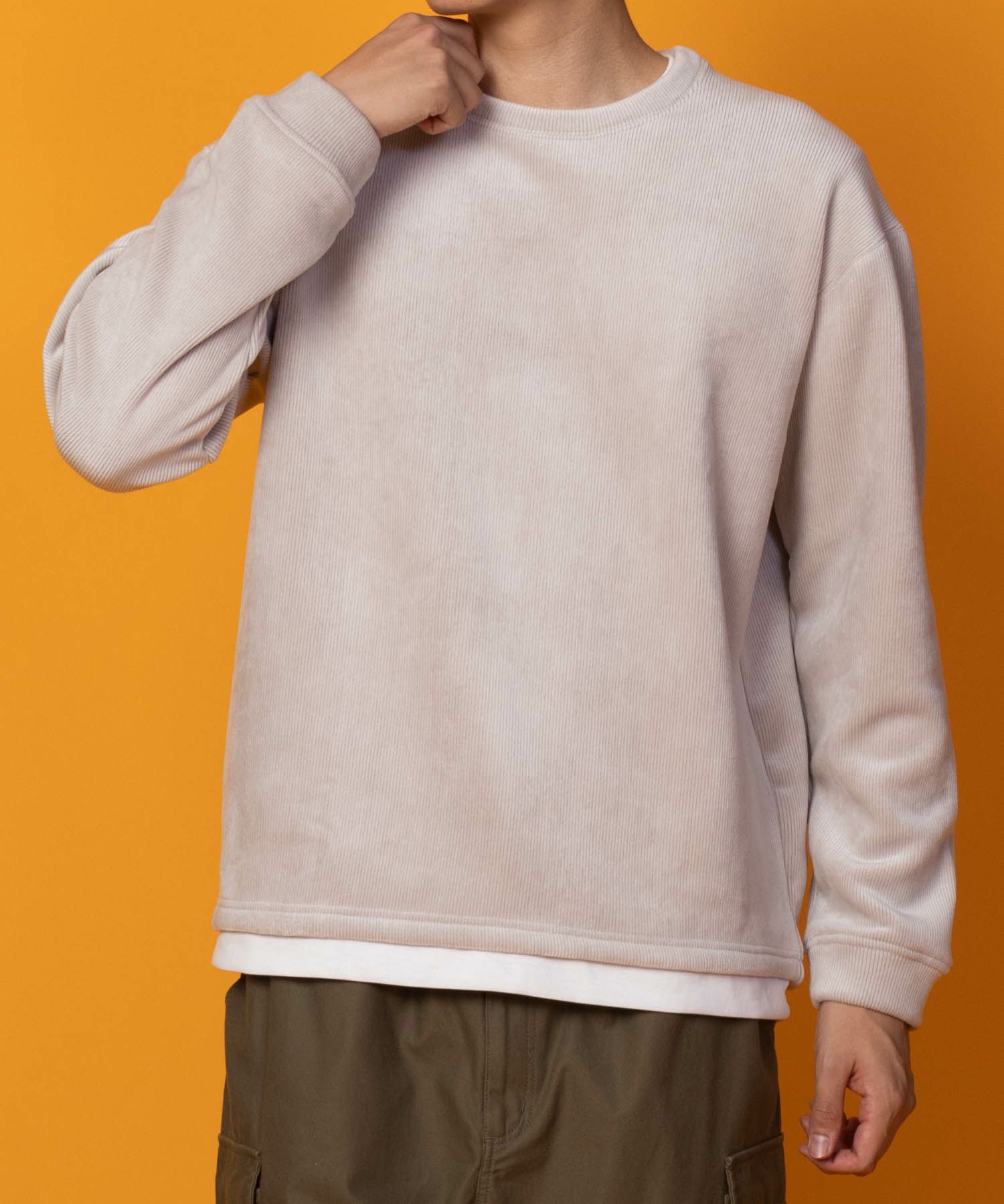 NAVY 温℃ カットコールフェイククルーネック メンズ