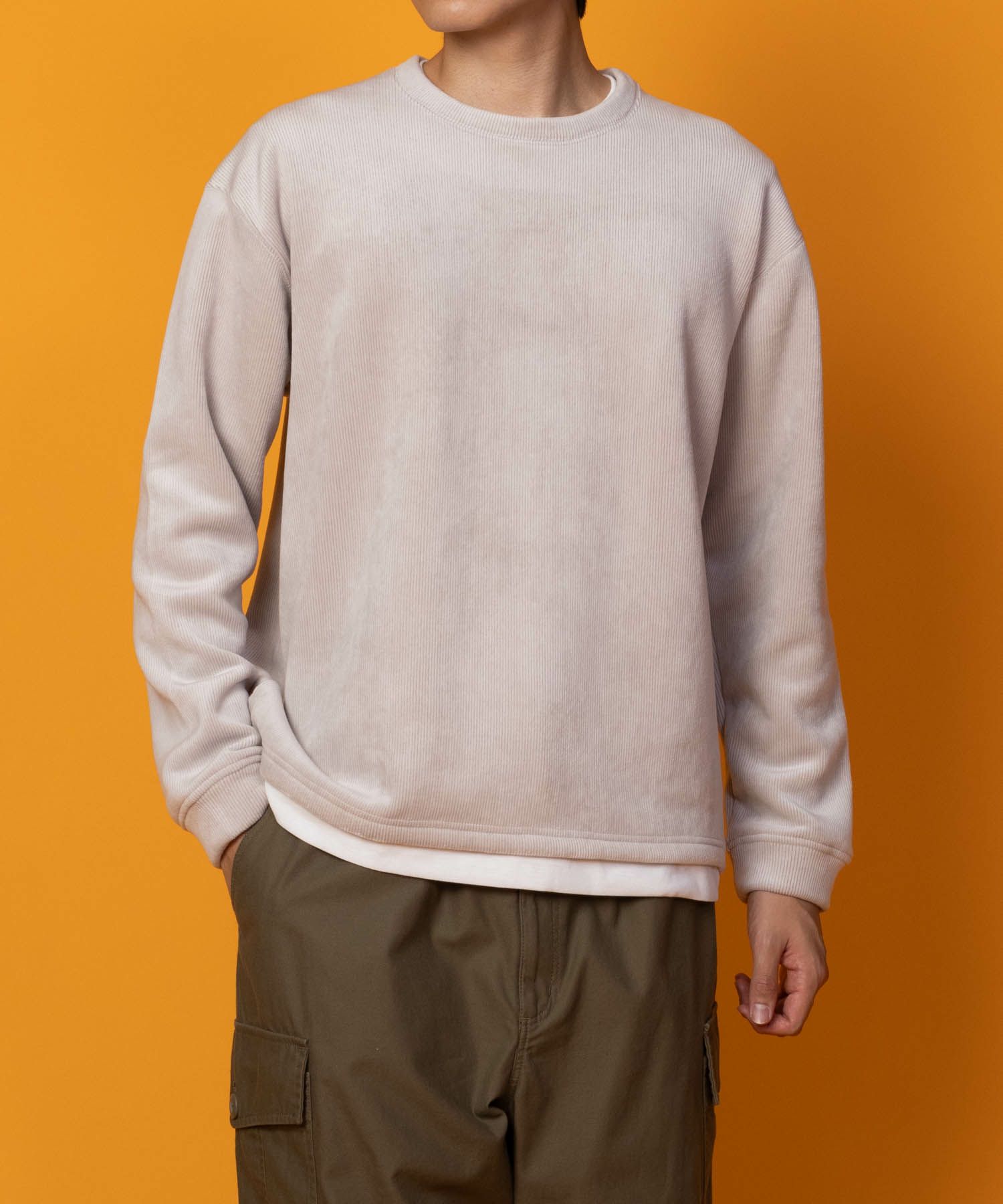 NAVY  温℃ カットコールフェイククルーネック メンズ商品画像-3