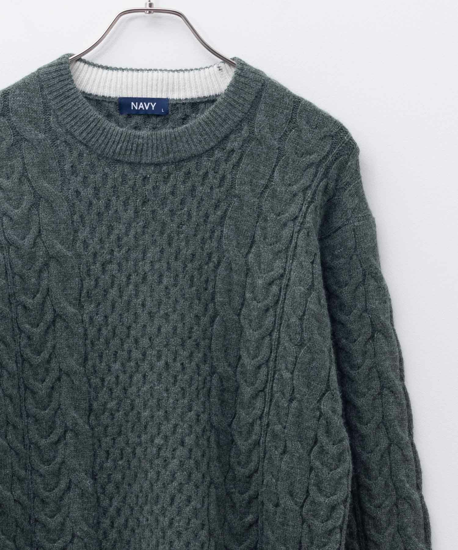 [さらに50%OFF]NAVY  快適ニット ケーブル編み メンズ商品画像-4
