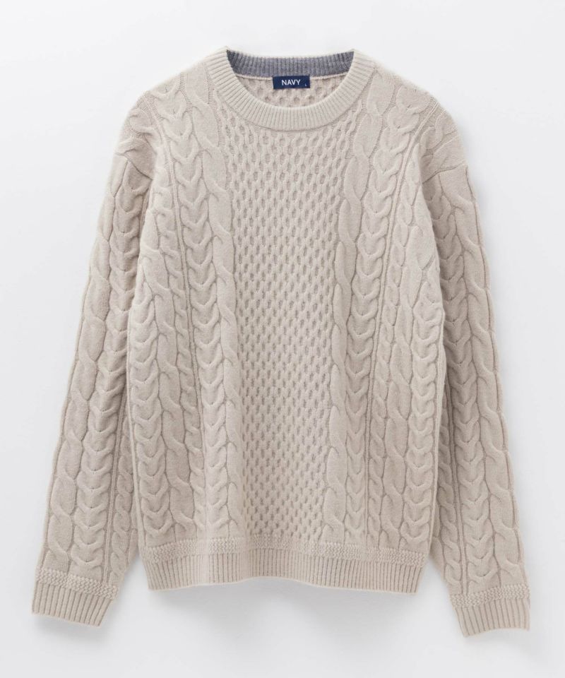 NAVY  快適ニット ケーブル編み メンズ商品画像-5