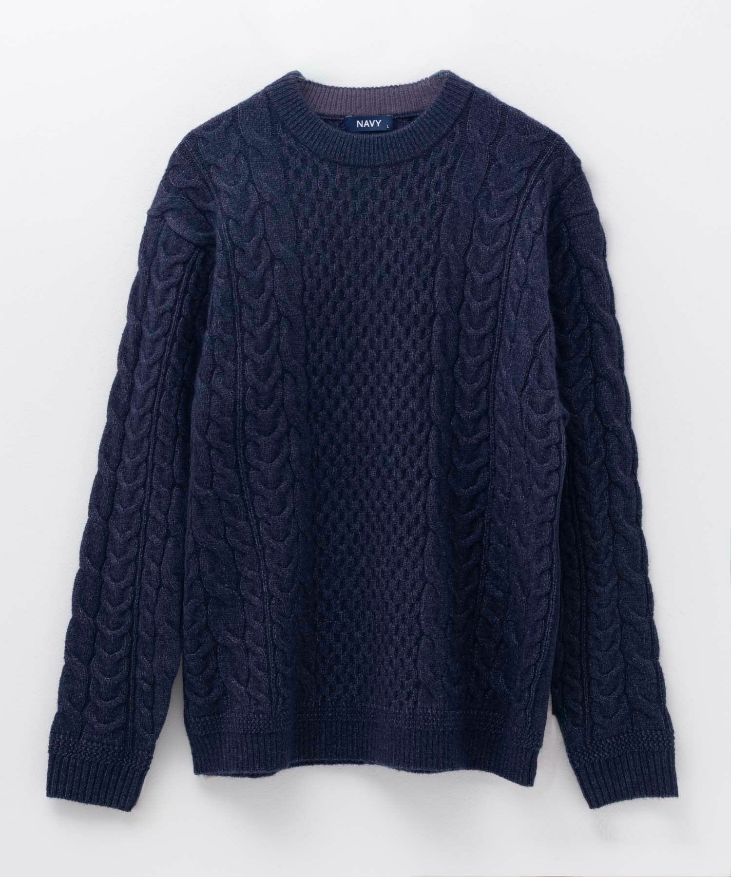 NAVY 快適ニット ケーブル編み メンズ商品画像-9