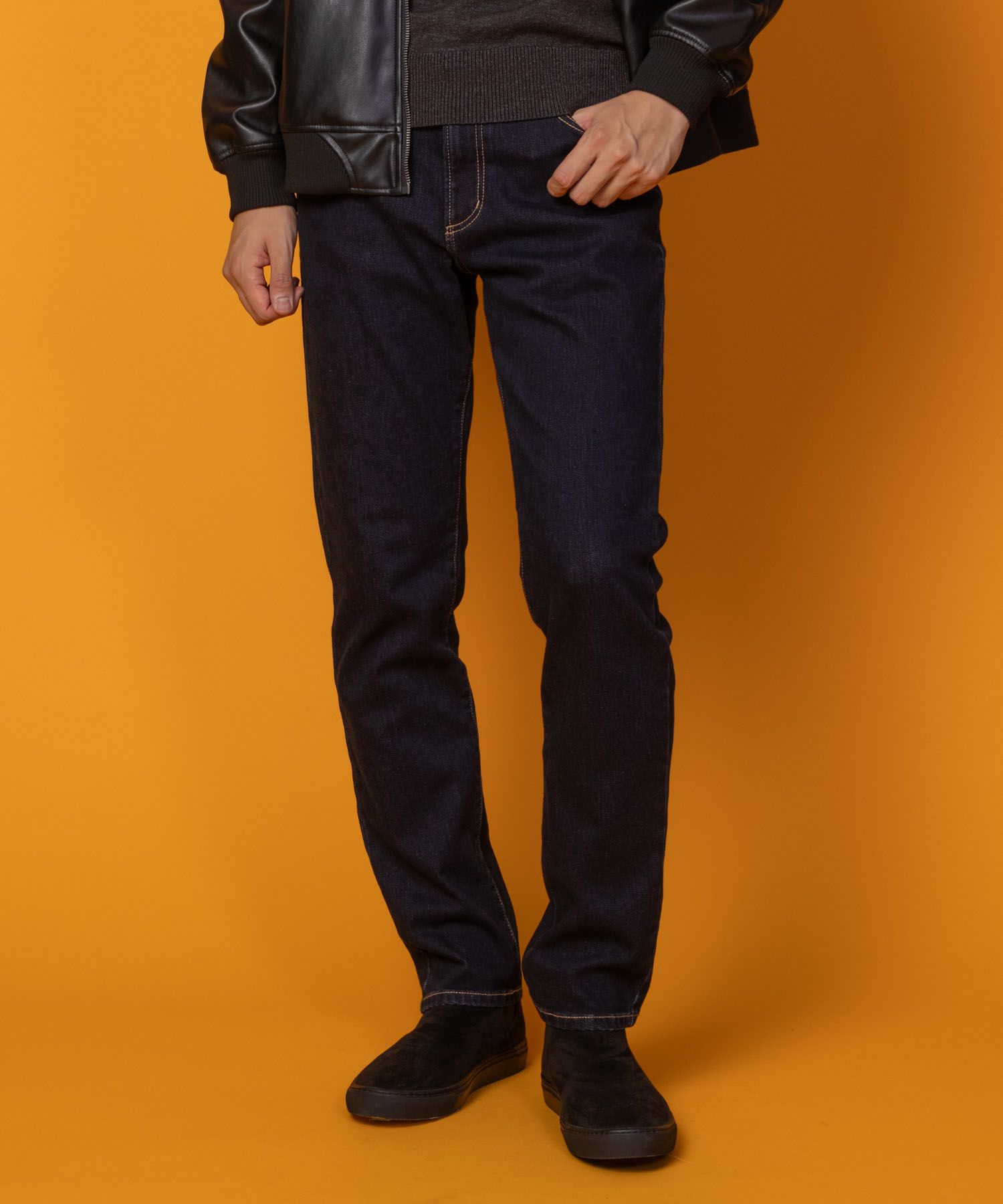 NAVY 温℃ 裏起毛5ポケットストレートデニムパンツ メンズ商品画像-1