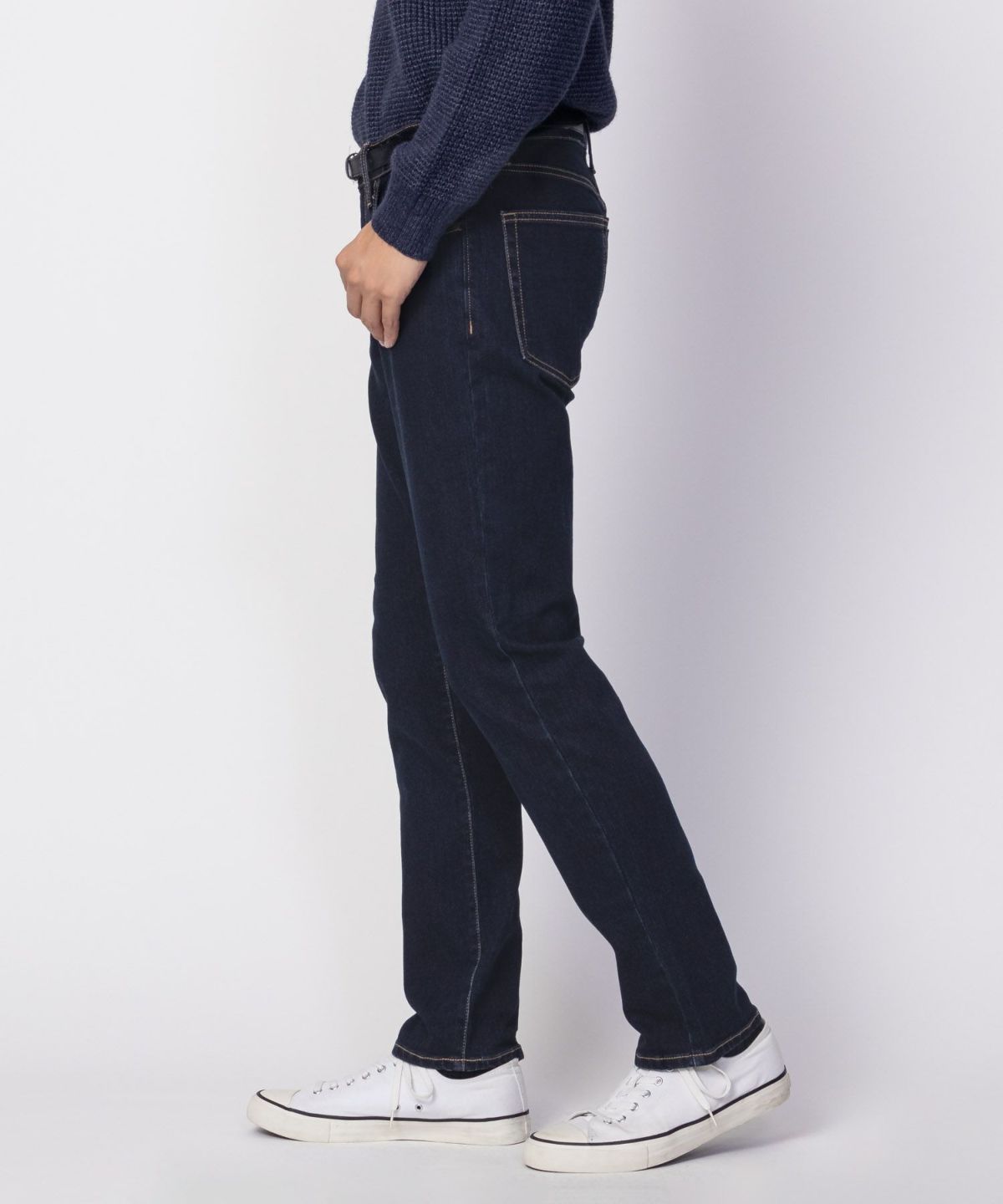 NAVY 温℃ 裏起毛5ポケットストレートデニムパンツ メンズ