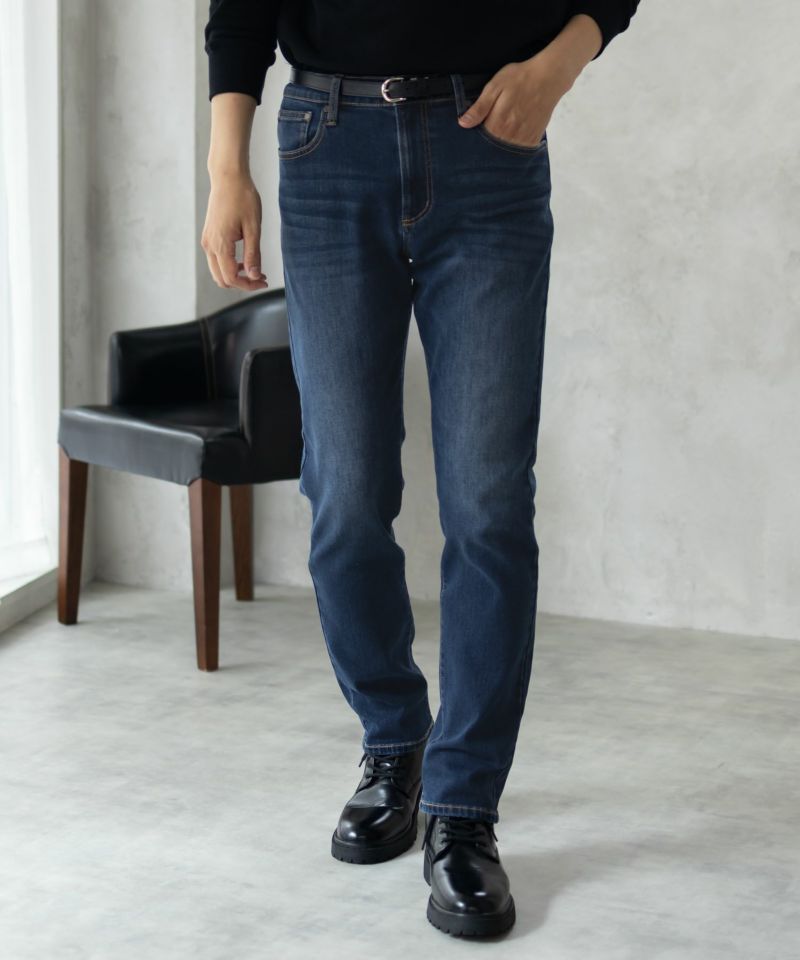 NAVY 温℃ 裏起毛5ポケットストレートデニムパンツ メンズ商品画像-16