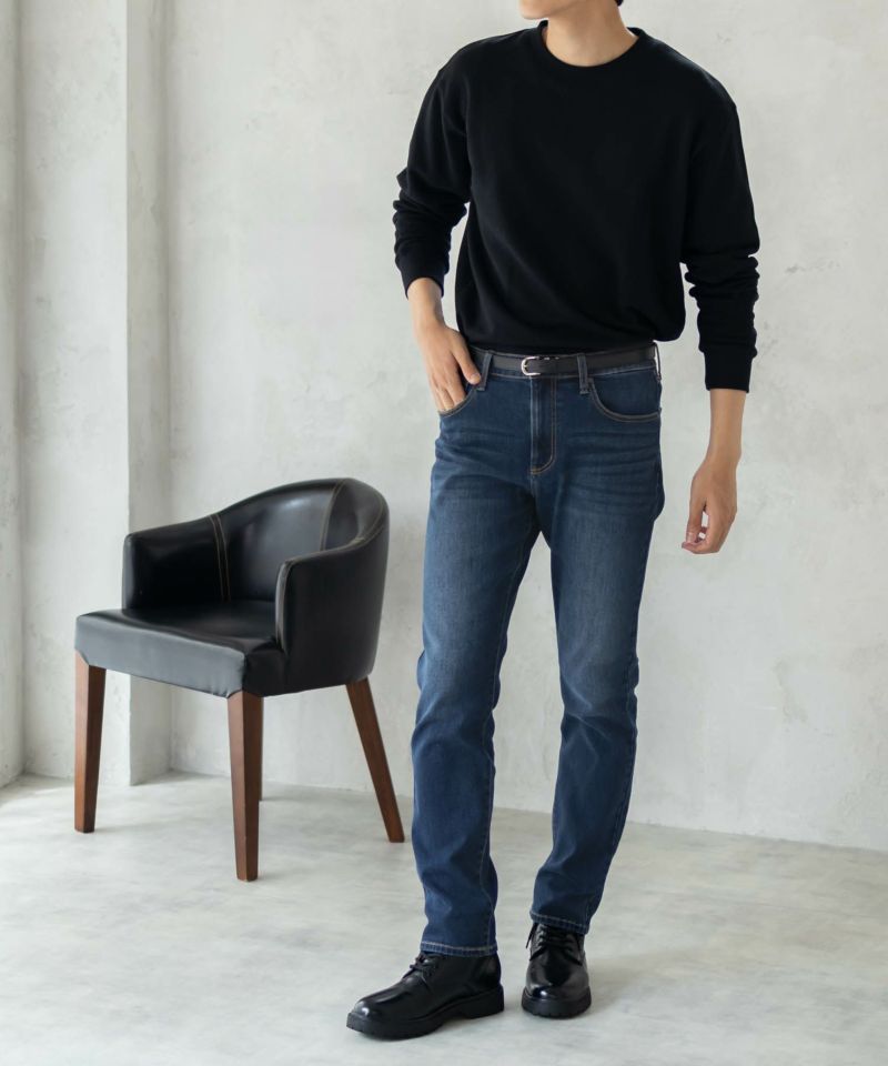 NAVY 温℃ 裏起毛5ポケットストレートデニムパンツ メンズ商品画像-19