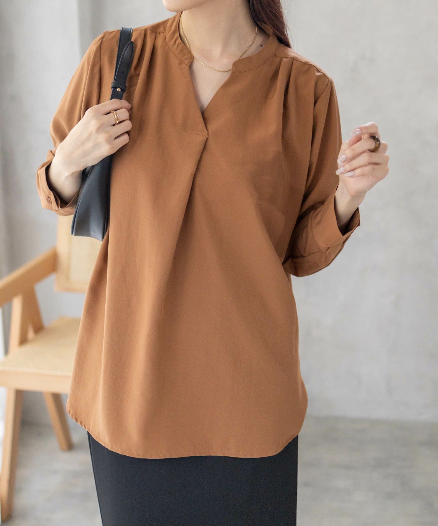 nAvy スキッパー7分袖プルオーバー レディース