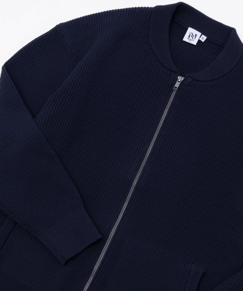 NAVY FIT 7G畦ストレッチニットZIPブルゾン メンズ商品画像-1