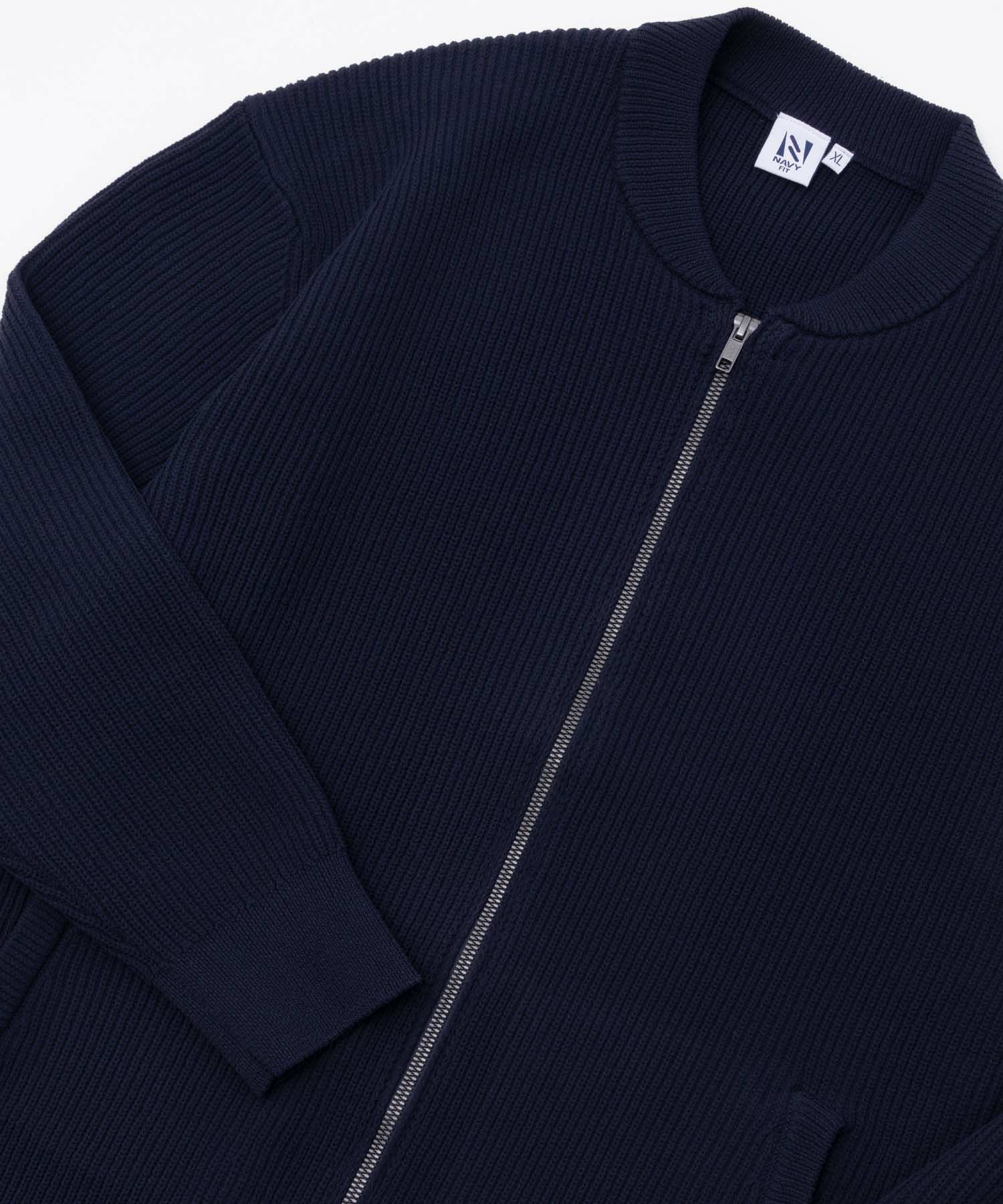 NAVY FIT  7G畦ストレッチニットZIPブルゾン メンズ商品画像-1