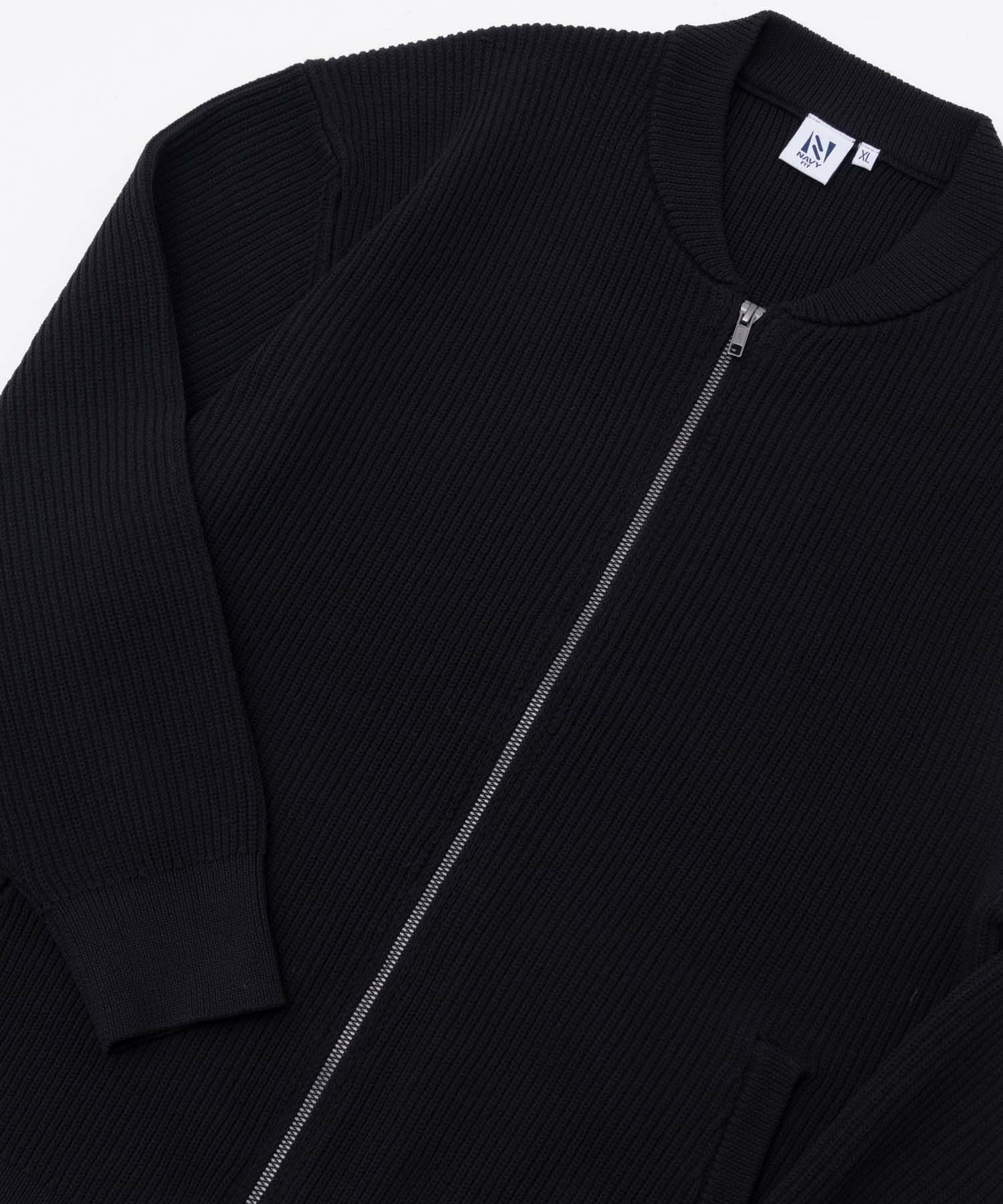 NAVY FIT 7G畦ストレッチニットZIPブルゾン メンズ