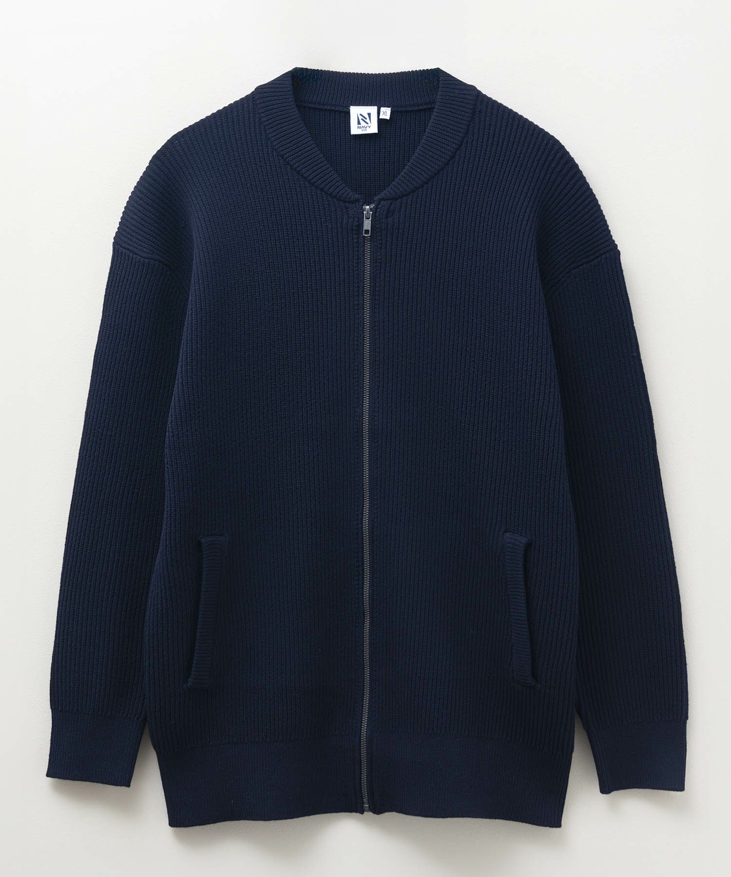 NAVY FIT 7G畦ストレッチニットZIPブルゾン メンズ商品画像-3