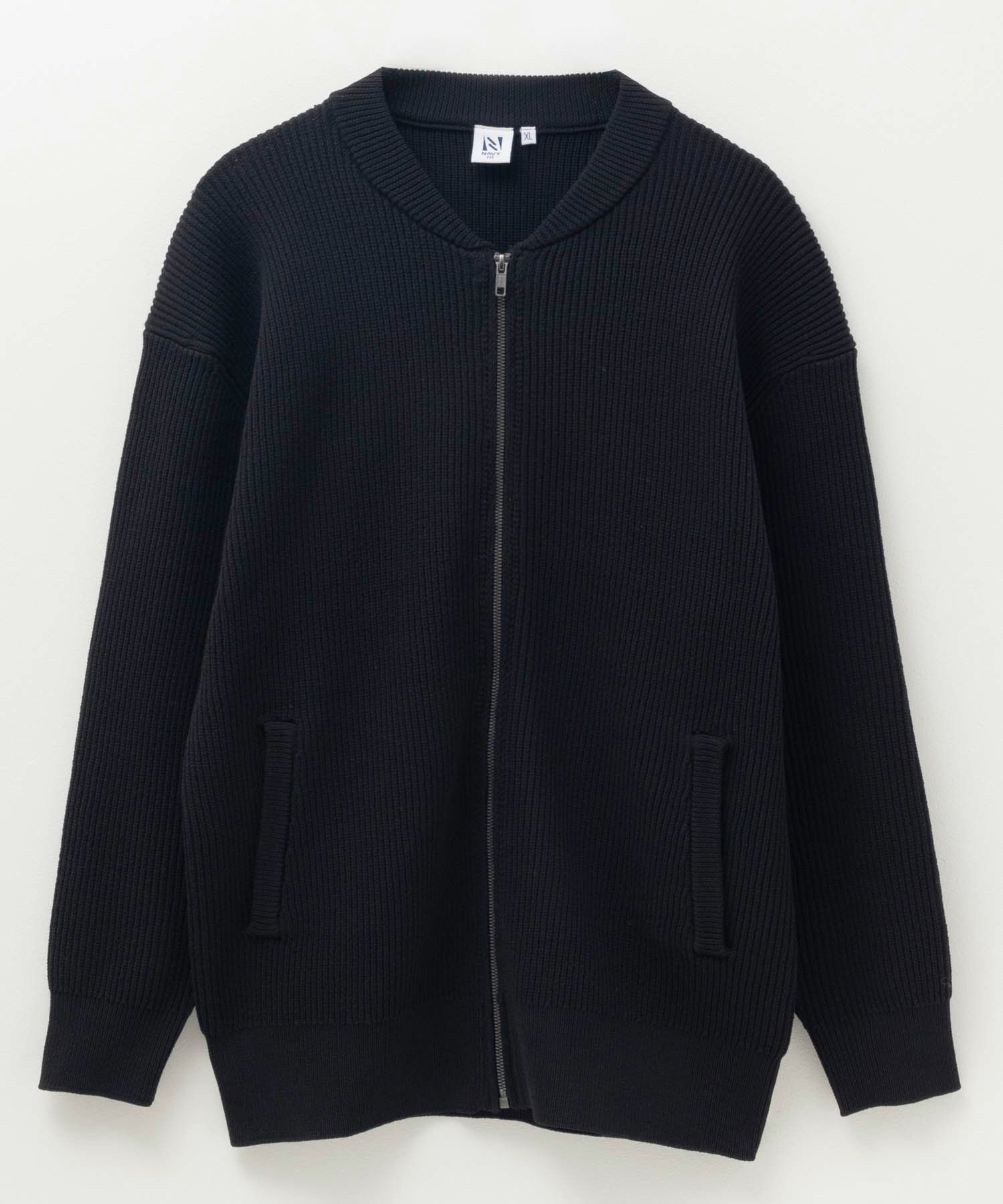 NAVY FIT 7G畦ストレッチニットZIPブルゾン メンズ