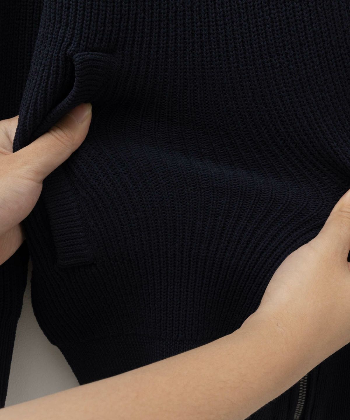 NAVY FIT 7G畦ストレッチニットZIPブルゾン メンズ