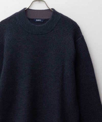 NAVY  快適ニット ワッフルモックネック メンズ