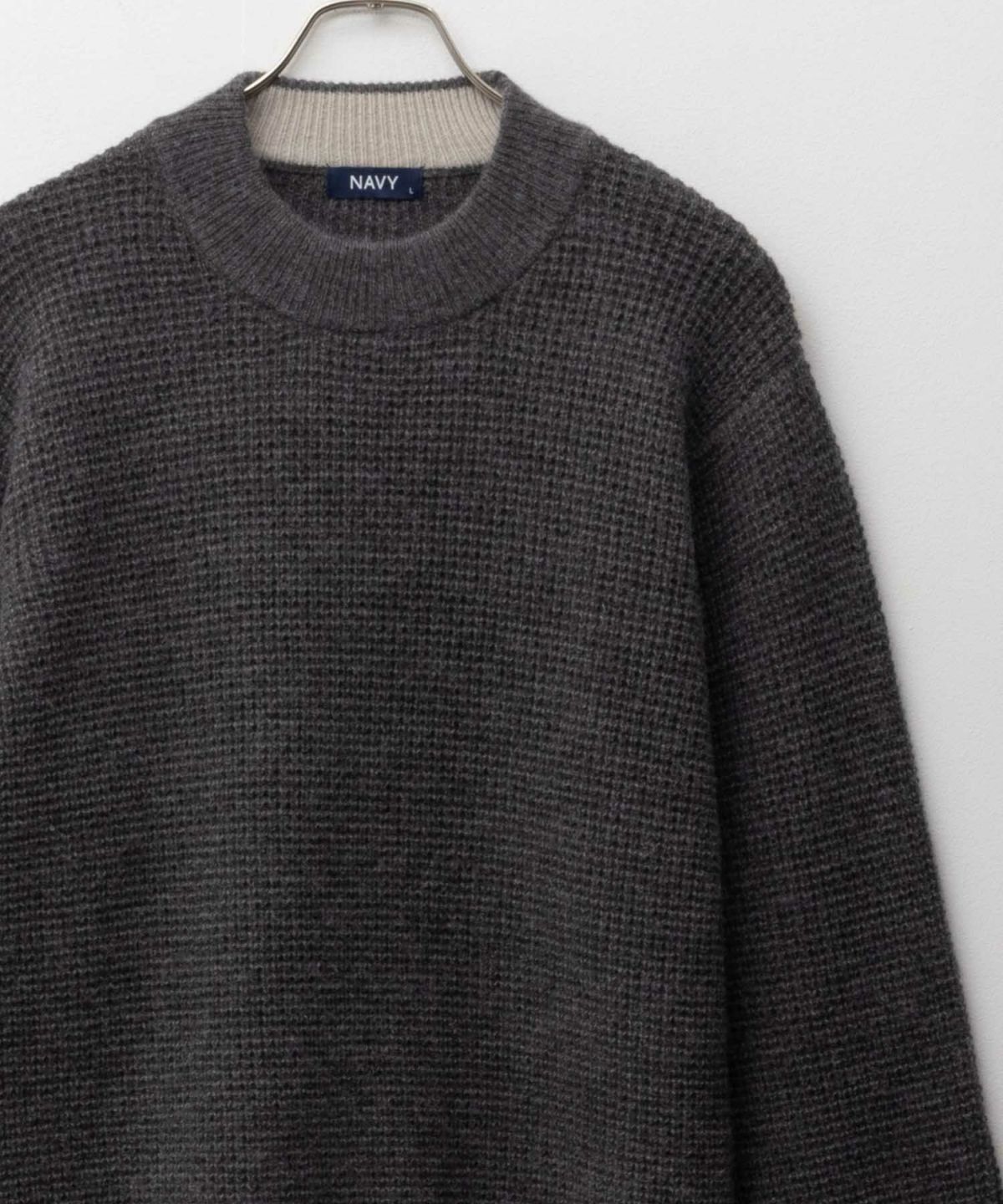 NAVY 快適ニット ワッフルモックネック メンズ
