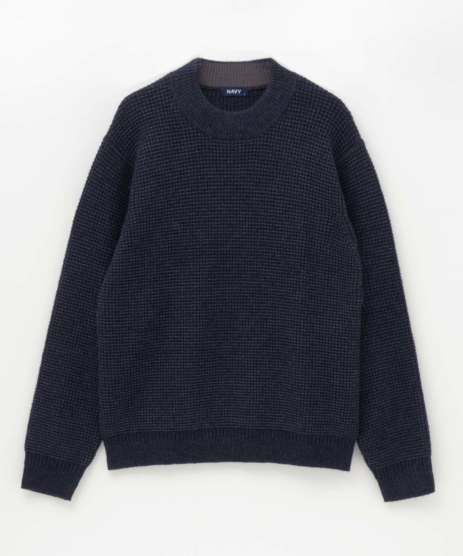 NAVY  快適ニット ワッフルモックネック メンズ商品画像-5