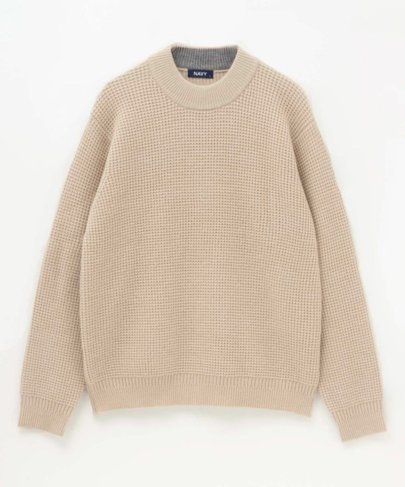 NAVY 快適ニット ワッフルモックネック メンズ