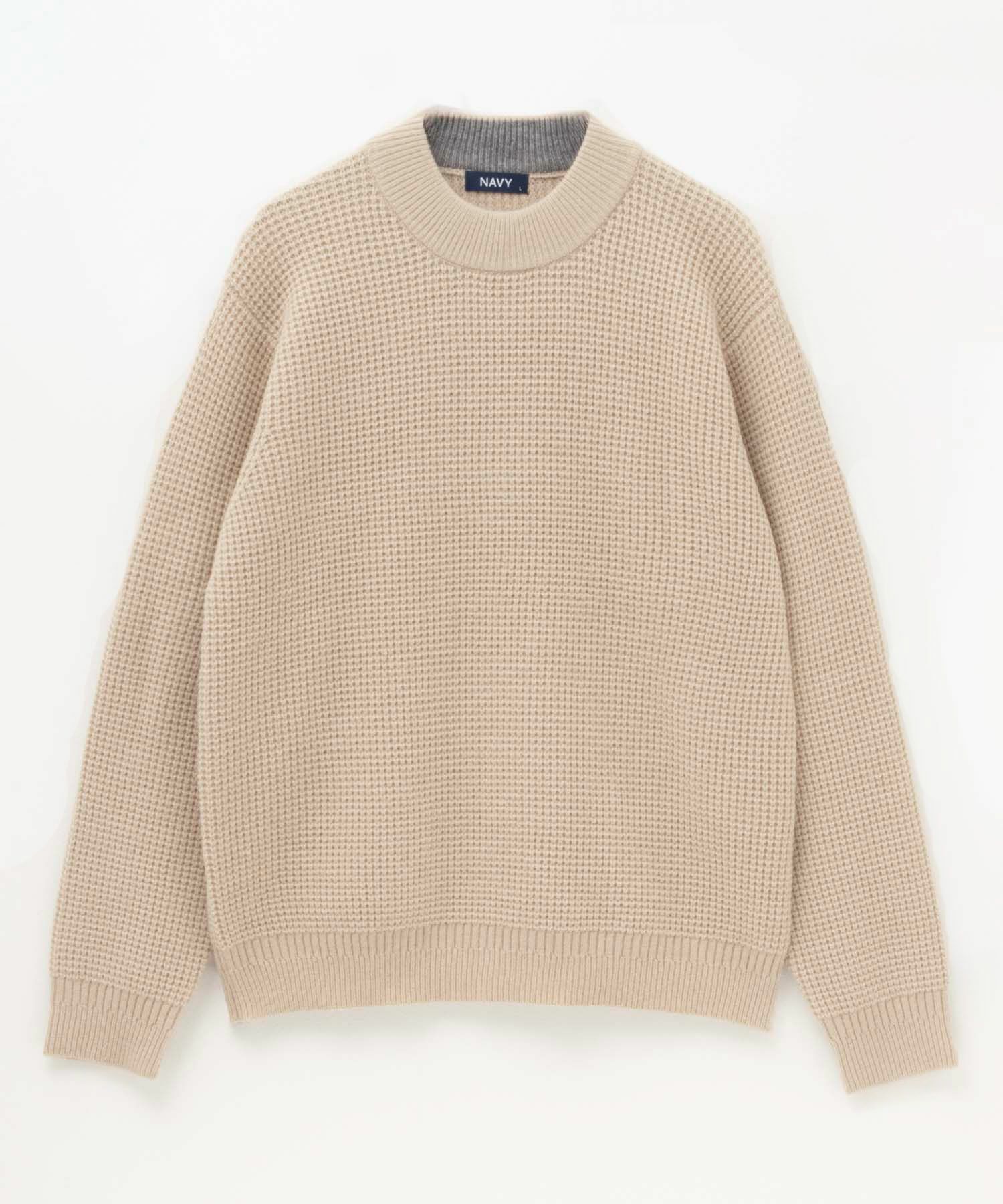 NAVY 快適ニット ワッフルモックネック メンズ