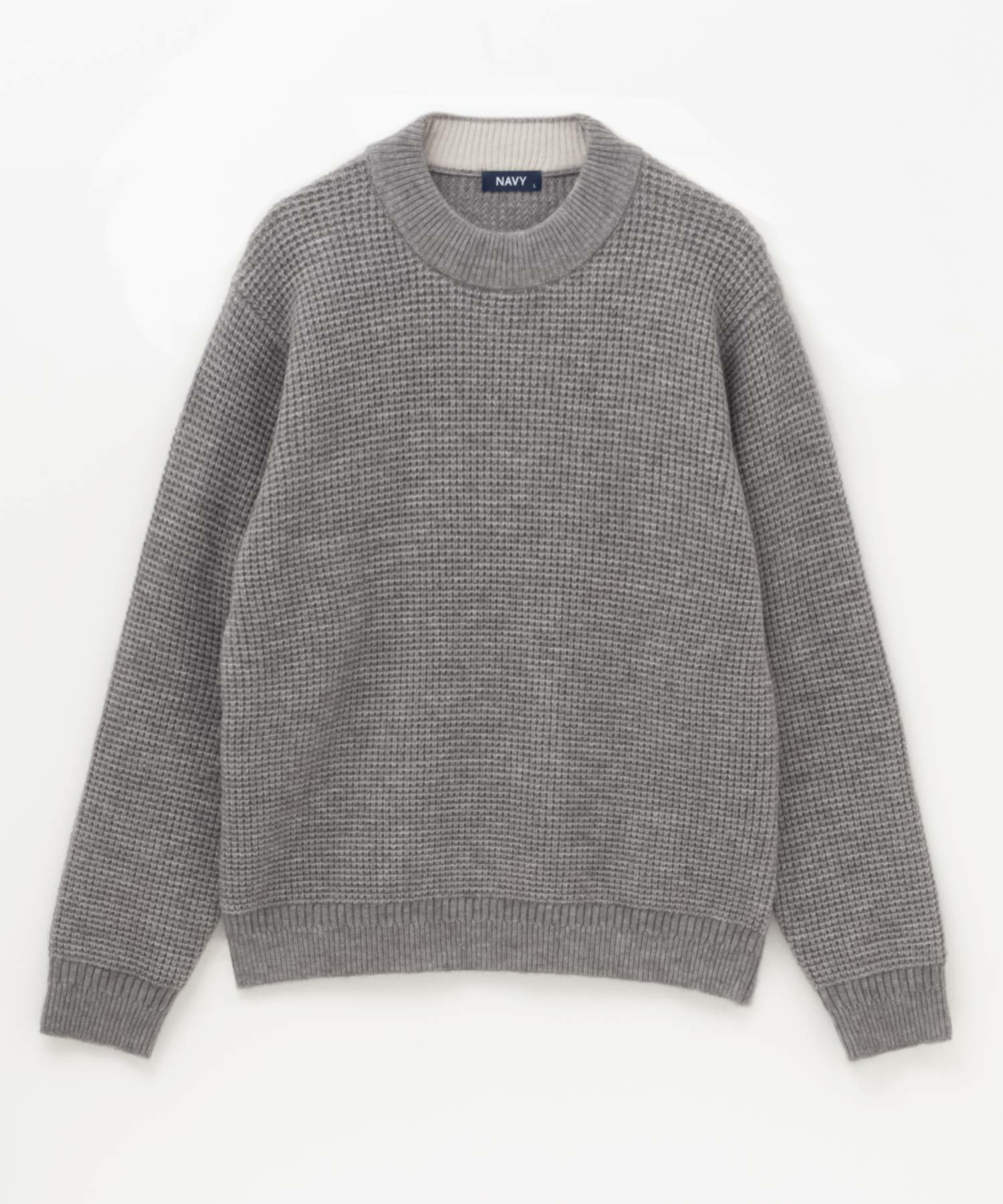 NAVY  快適ニット ワッフルモックネック メンズ商品画像-9